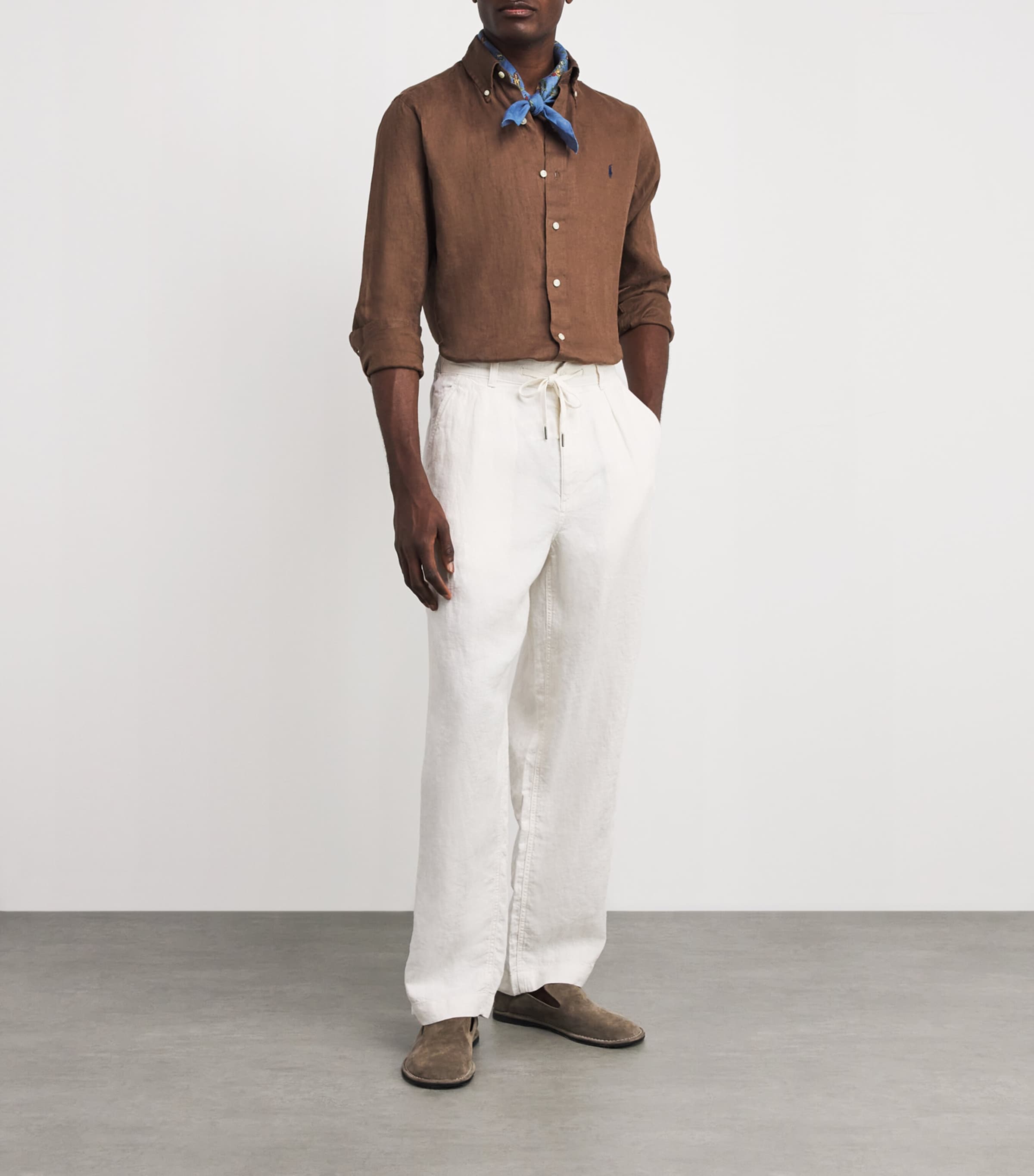 Polo Ralph Lauren Mens Linen Custom Fit Shirt Brown Image 2