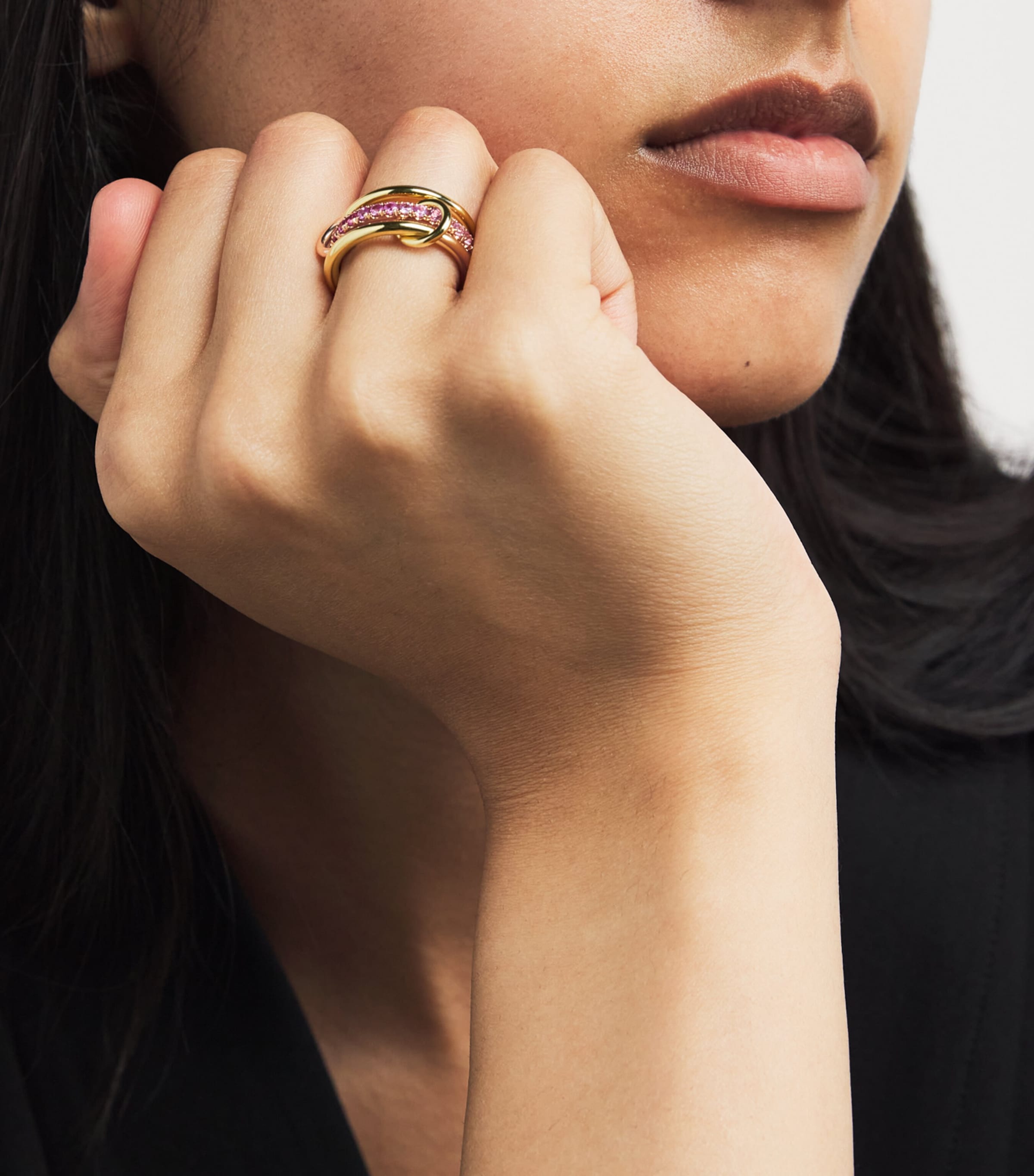Mixed Gold and Sapphire Petunia Ring YELLOW GOLD Image 2