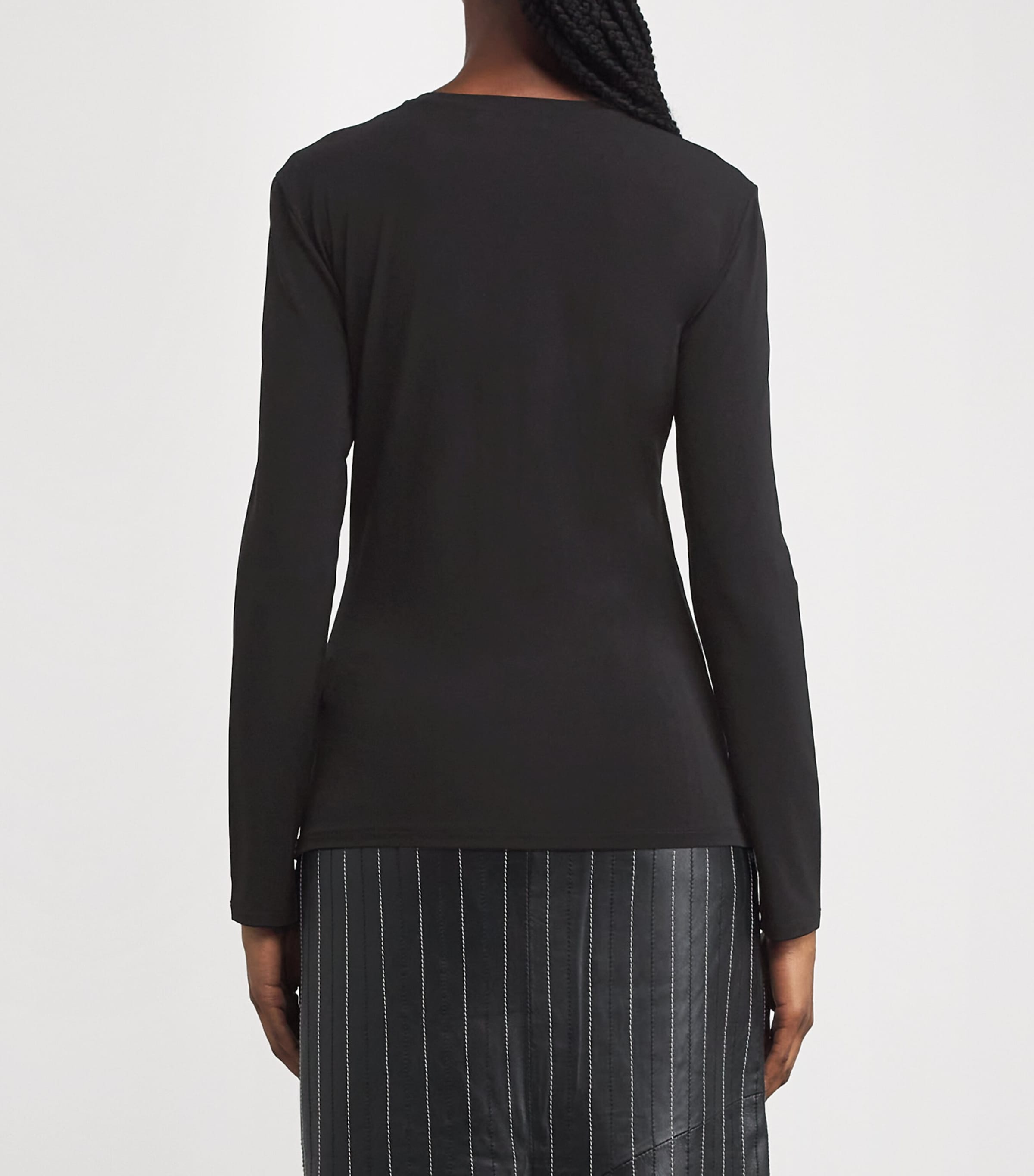 Knitted Crew-Neck Top BLACK Image 4