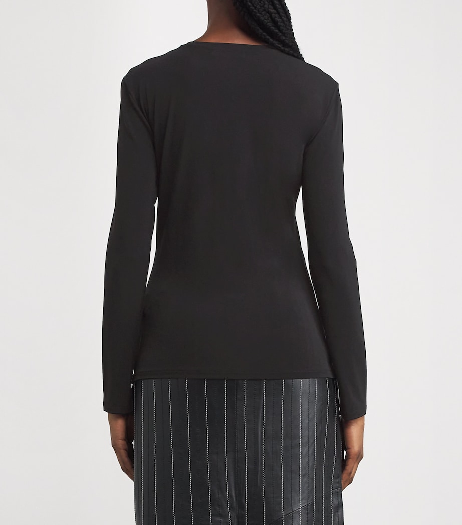 Knitted Crew-Neck Top BLACK Image 4