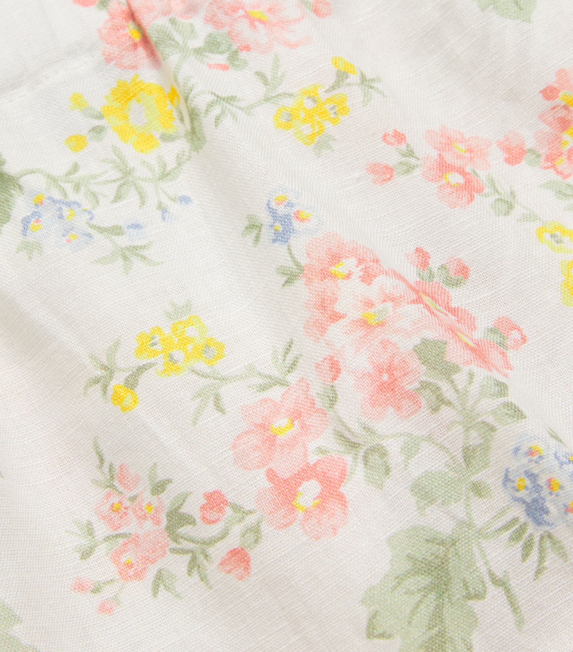 Tartine et Chocolat Linen-Cotton Floral Print Trousers (3 months-3 Years) Nacre Image 3