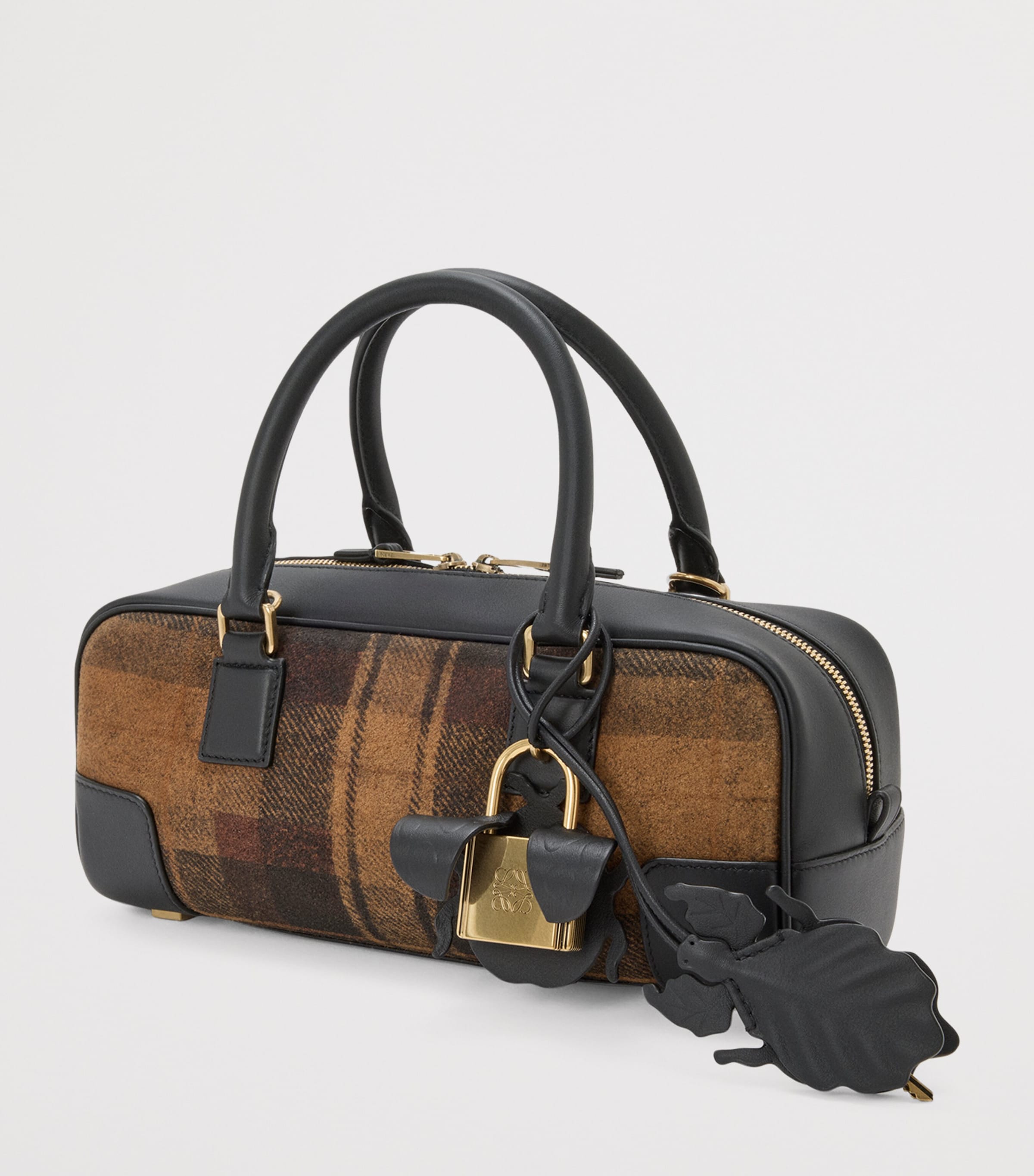 Leather Amazona 23 Top-Handle Bag TAN BLACK Image 2