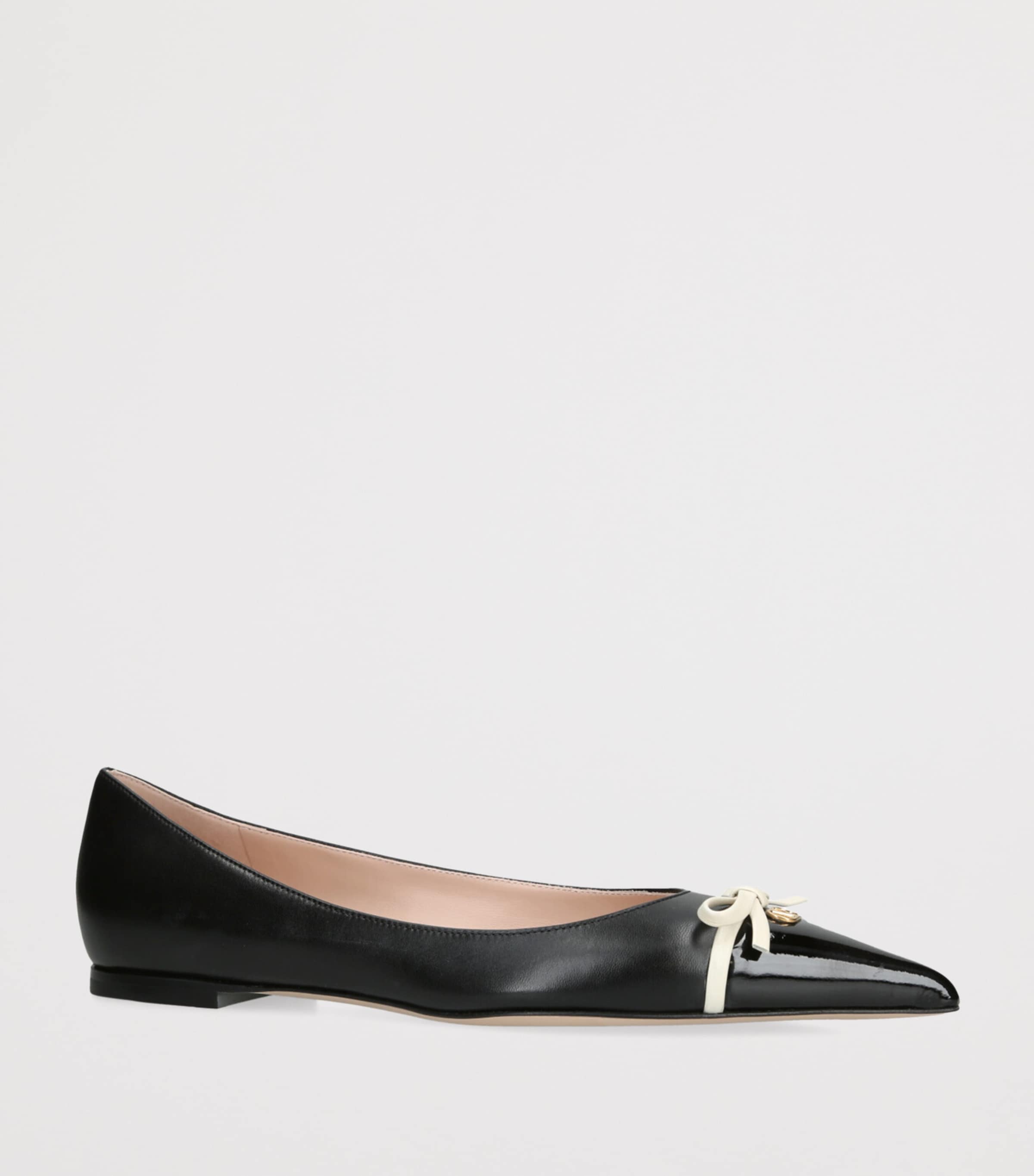 Valentino Garavani Leather Benpointy Ballet Flats Blk/white Image 5