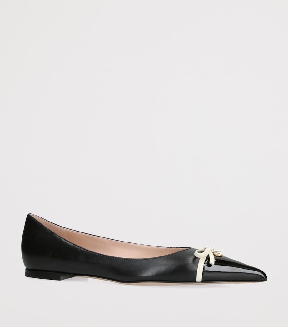 Leather Benpointy Ballet Flats BLK/WHITE Image 3