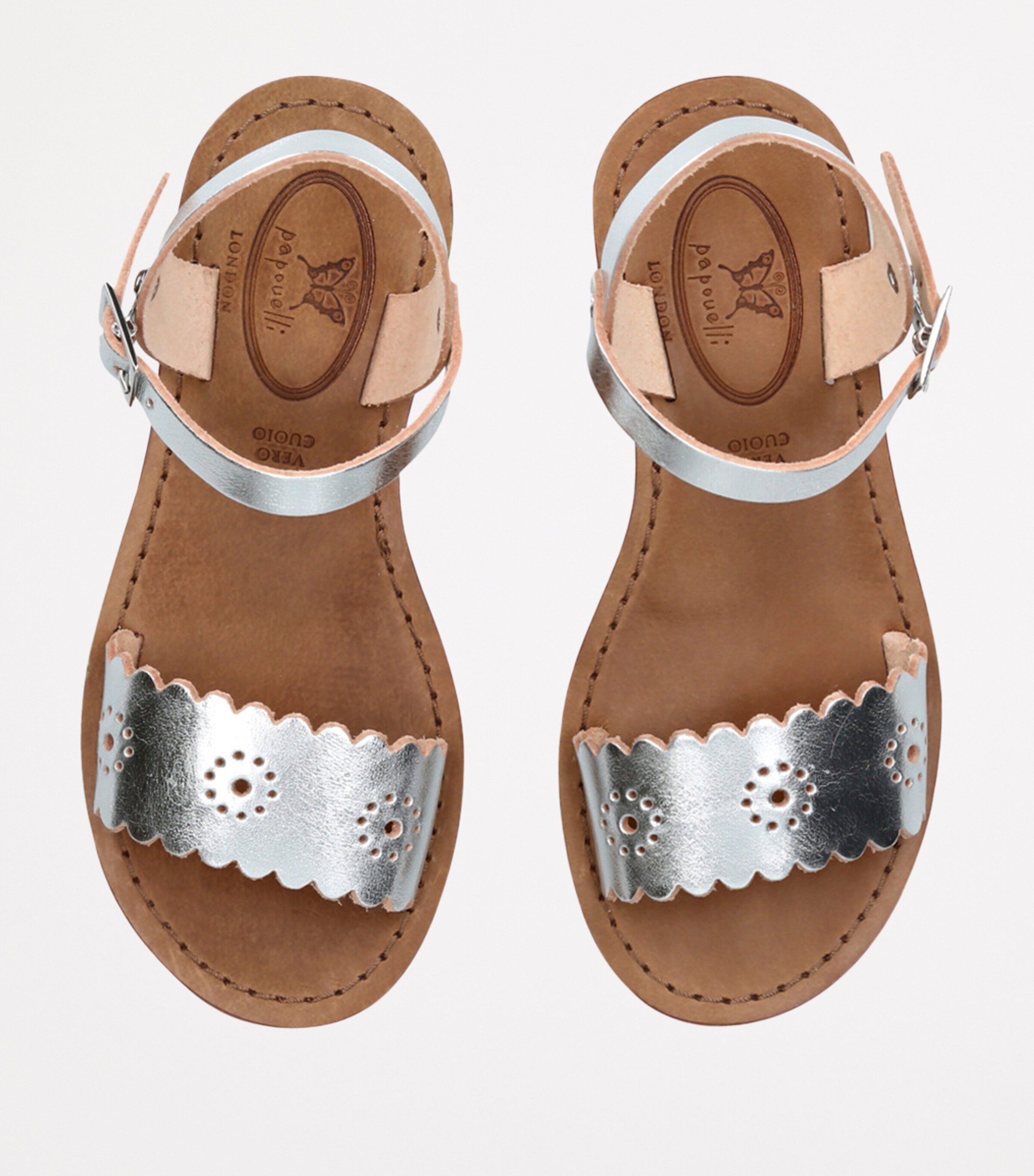 papouelli Leather Anais Sandals Silver Image 4