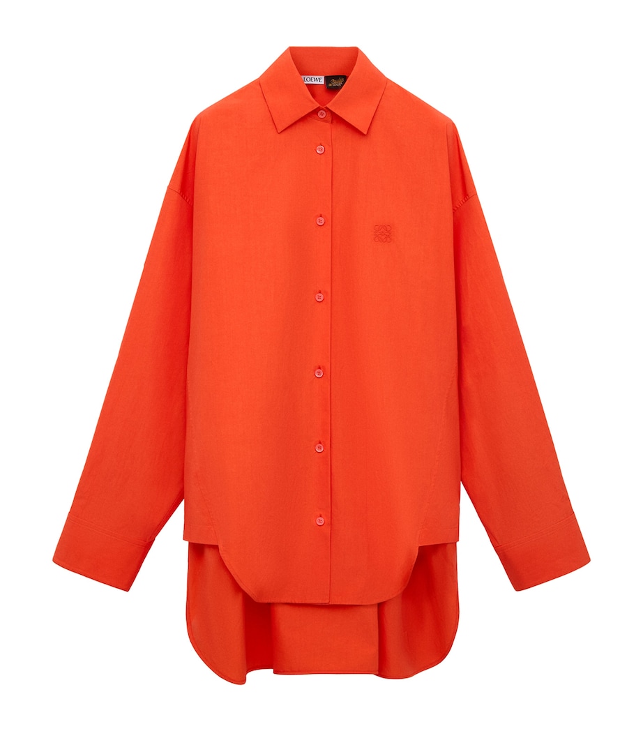 LOEWE Womens x Paula's Ibiza Cotton-Blend Anagram Shirt Orange Image 1