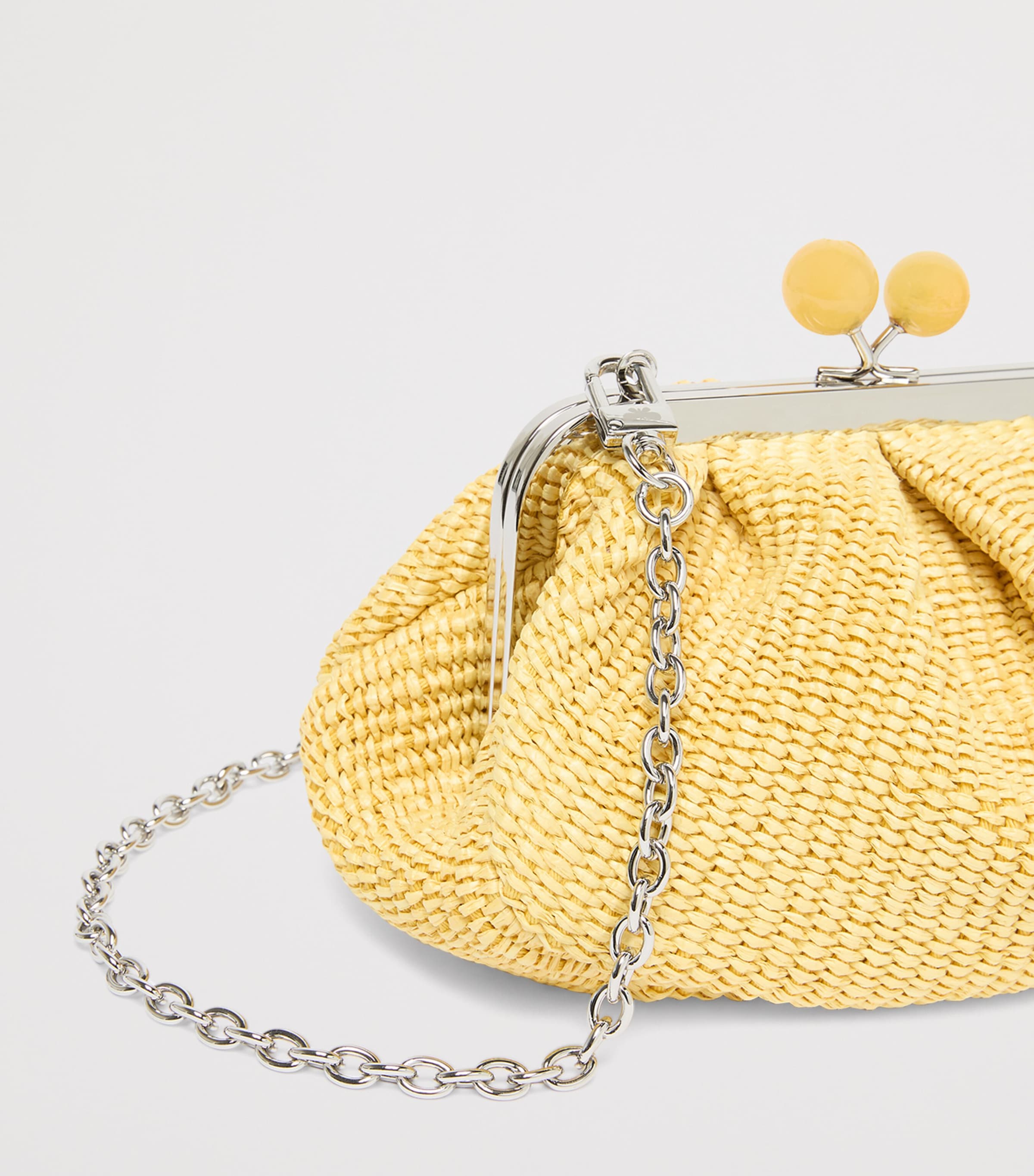 Weekend Max Mara Small Woven Pasticcino Clutch Bag Yellow Image 4