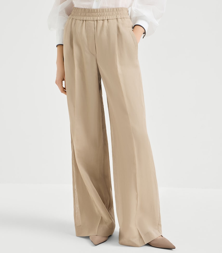 Brunello Cucinelli Womens Cotton Organza Wide-Leg Trousers Image 3
