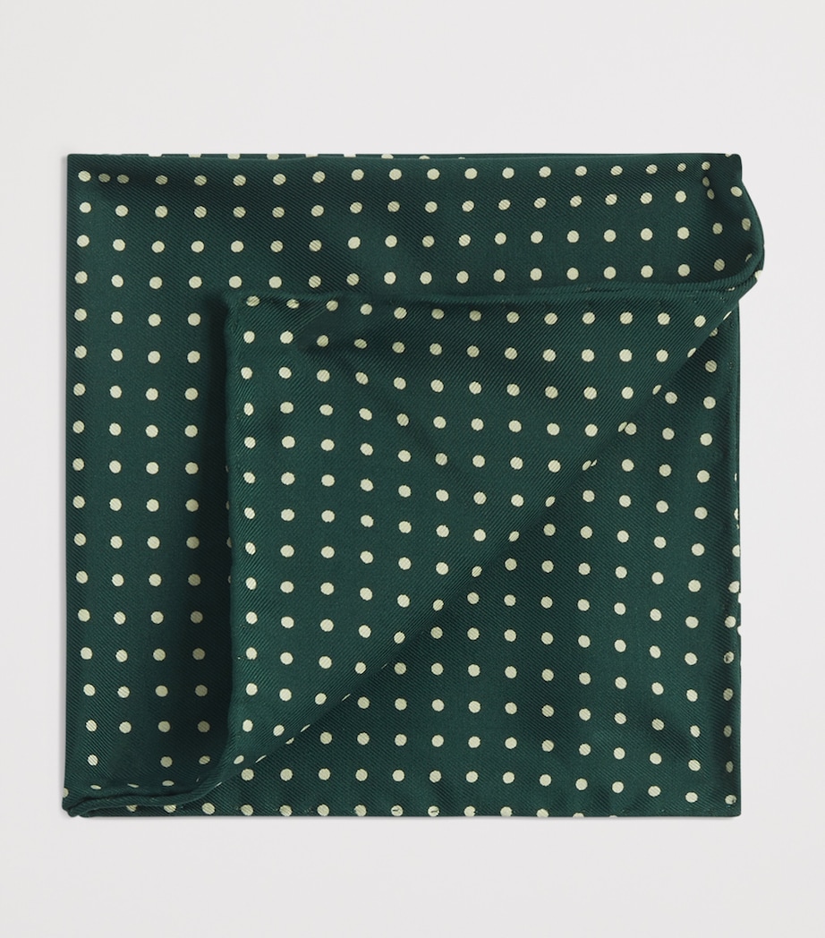 Mulberry Silk Polka Dot Pocket Square 311EMERALD Image 2