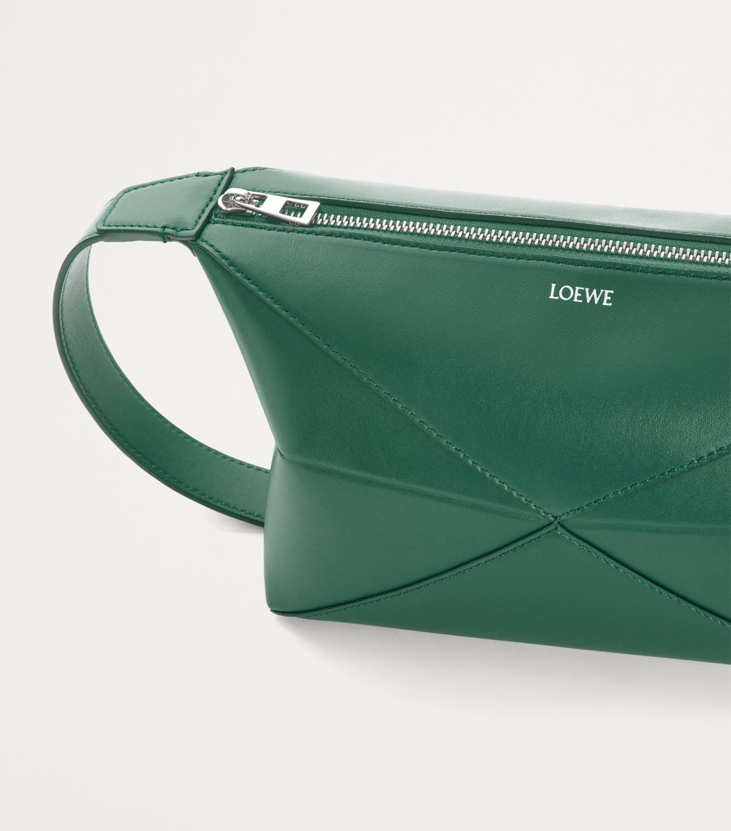 LOEWE Leather Puzzle Fold Wash Bag Evergreen Image 6