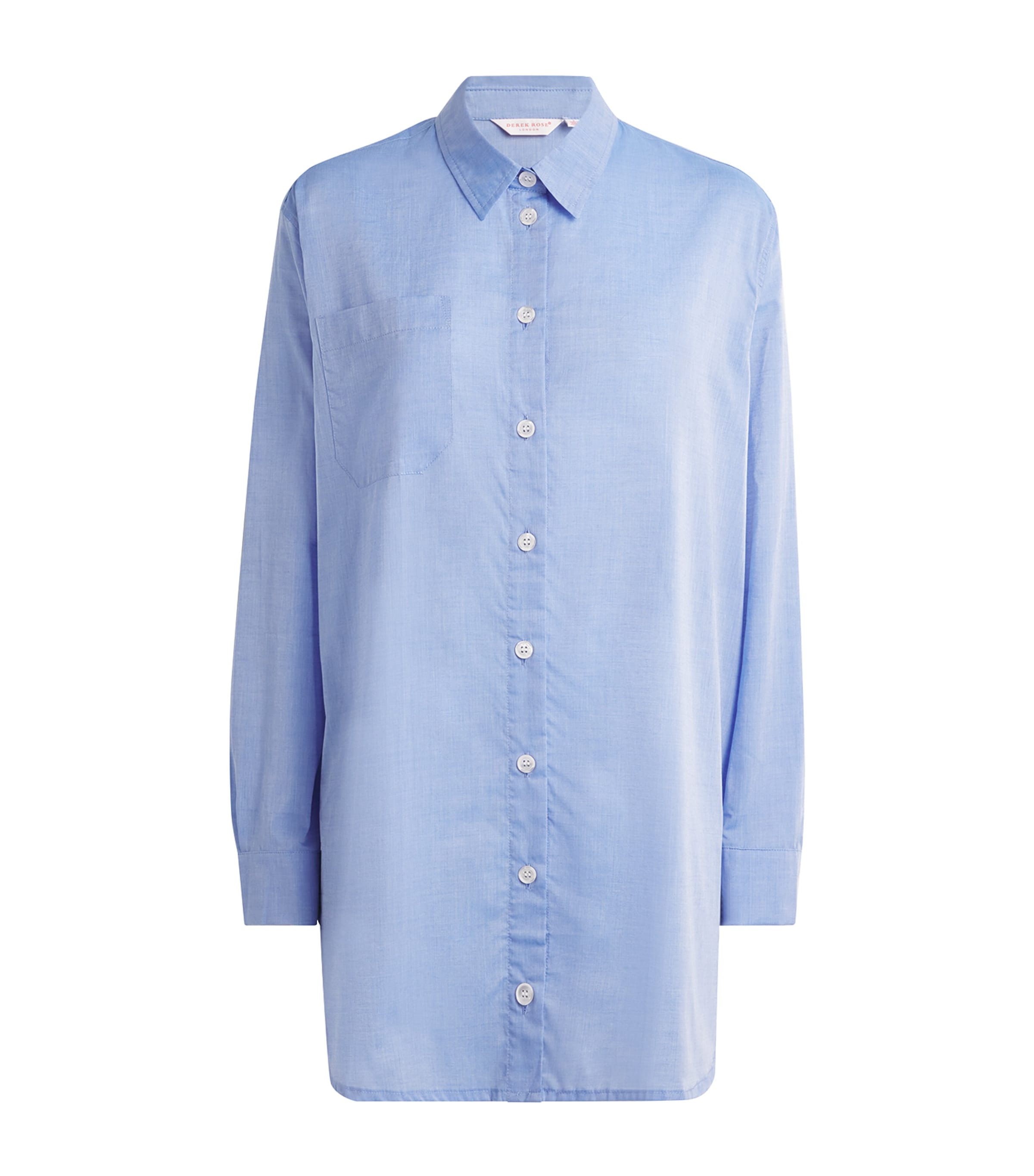 Derek Rose Cotton Nightshirt In Blue