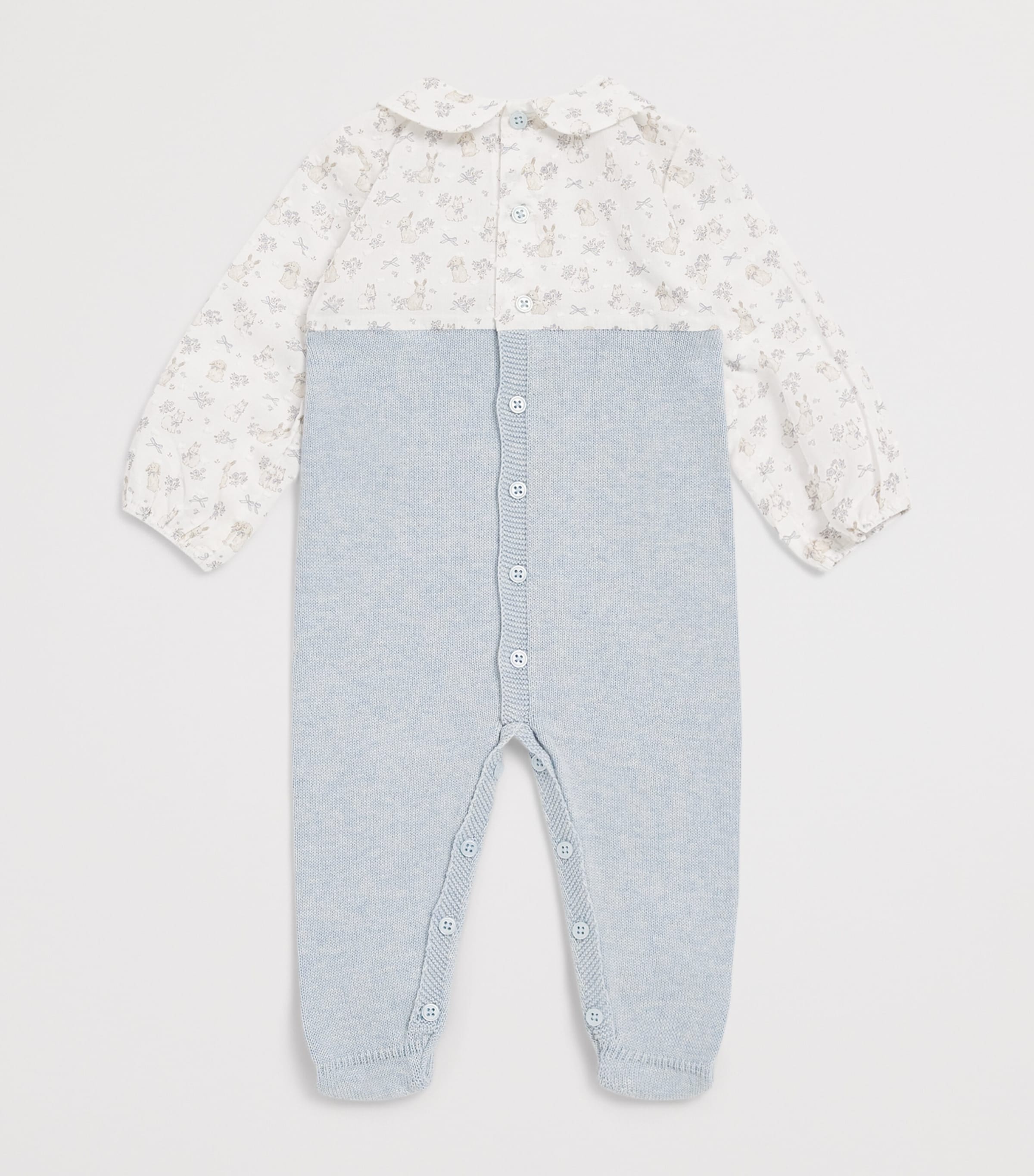 Paz Rodriguez Cotton Knit All-In-One (0-12 Months) Chalk Blue Image 2