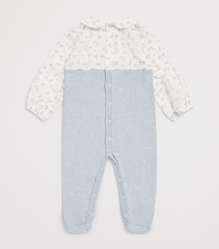 Paz Rodriguez Cotton Knit All-In-One (0-12 Months) Chalk Blue Image 2
