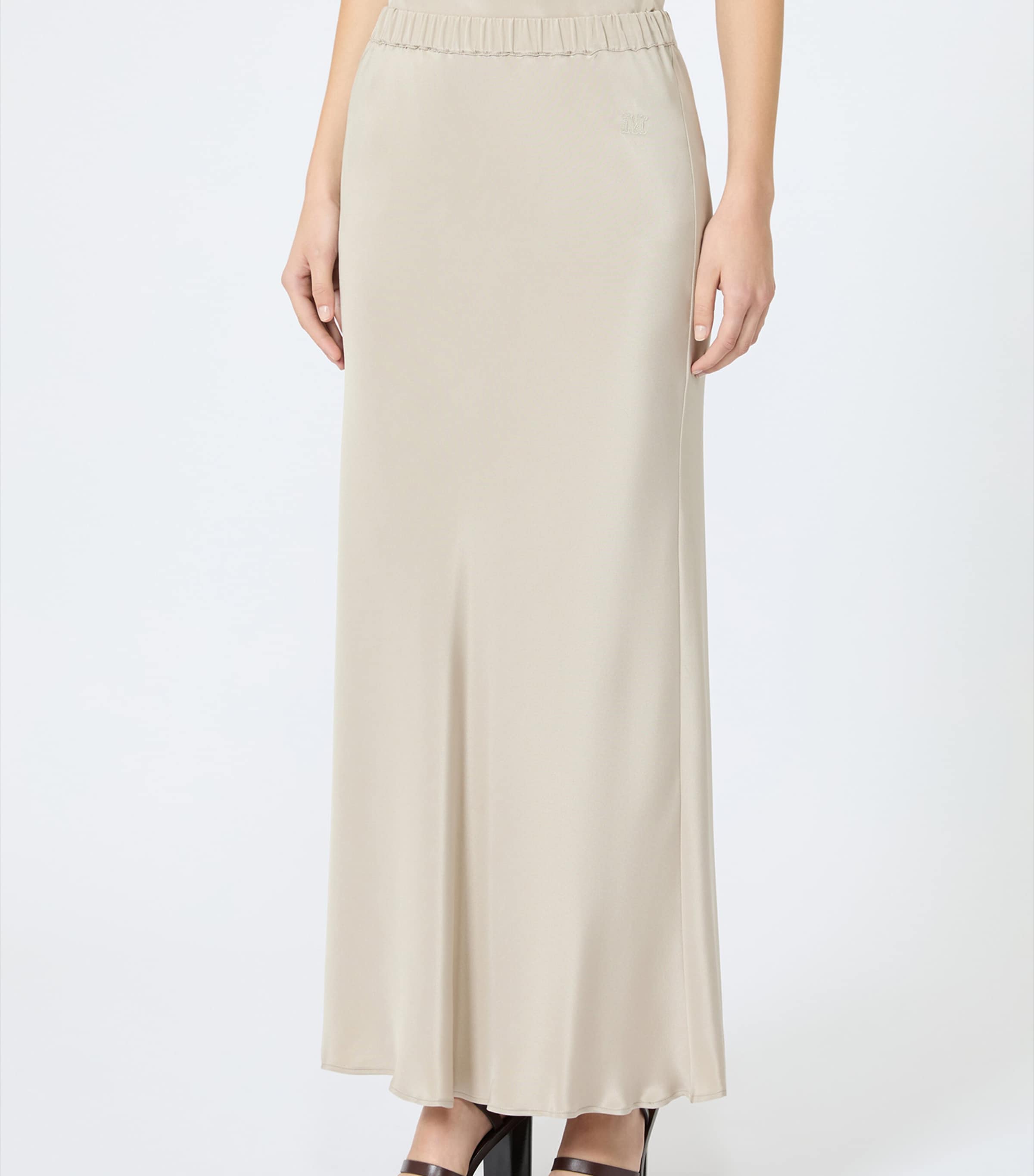 Max Mara Womens Silk Maxi Skirt Stone Image 3