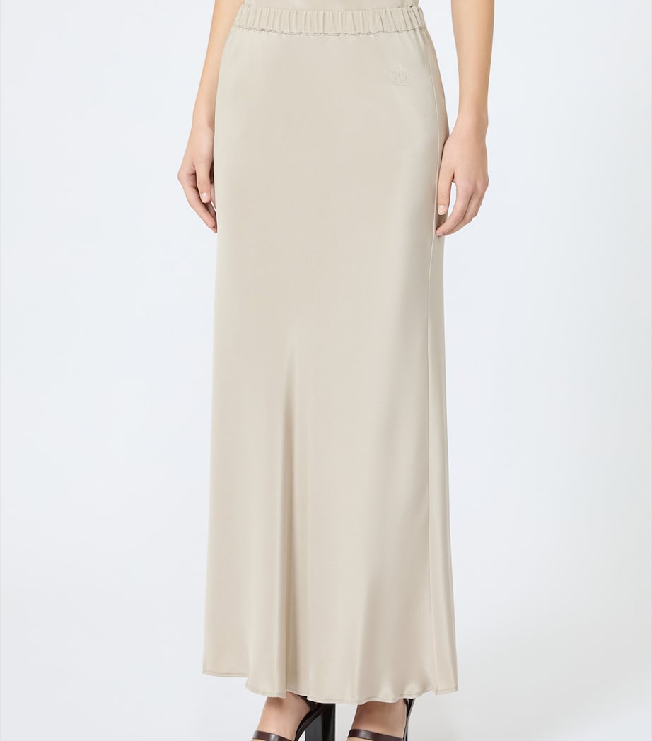 Max Mara Womens Silk Maxi Skirt Stone Image 3