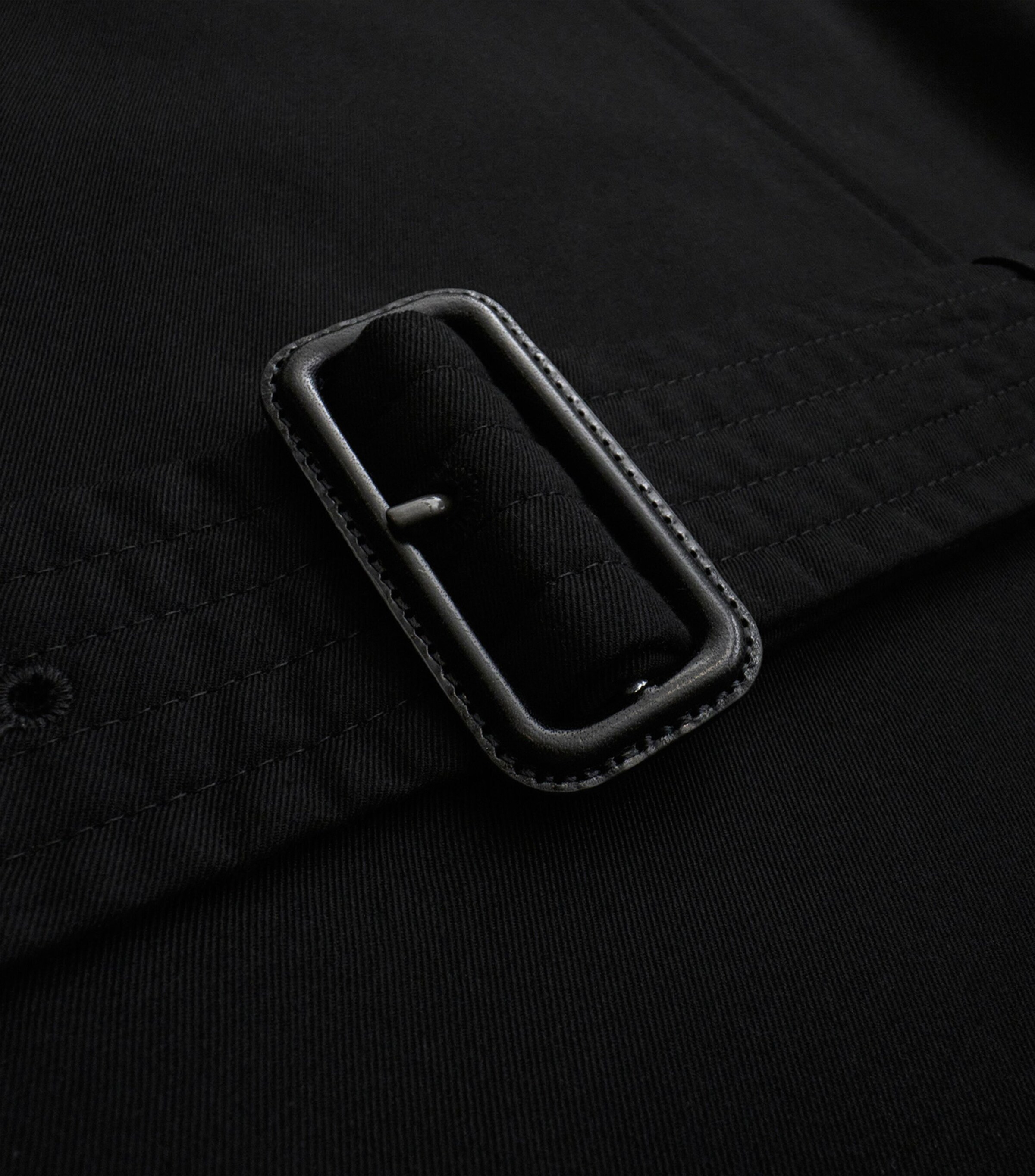 Cotton Kensington Short Trench Coat BLACK Image 8