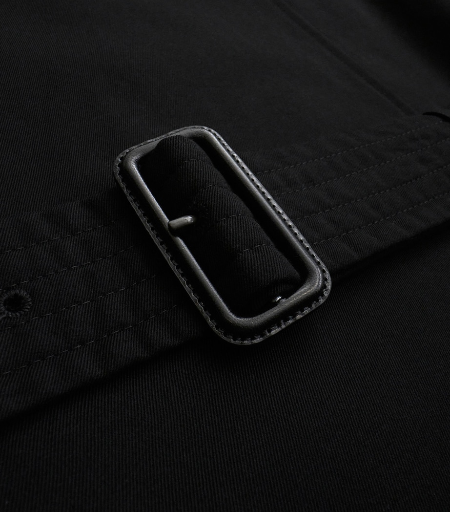 Cotton Kensington Short Trench Coat BLACK Image 8