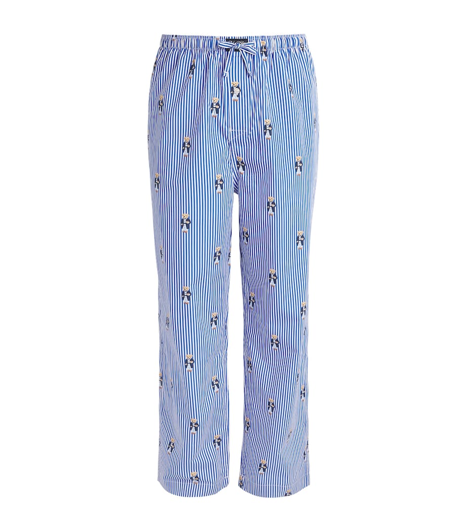 Polo Ralph Lauren Mens Cotton Polo Bear Stripe Pyjama Bottoms New Iris Blu/ppr Wht Image 1