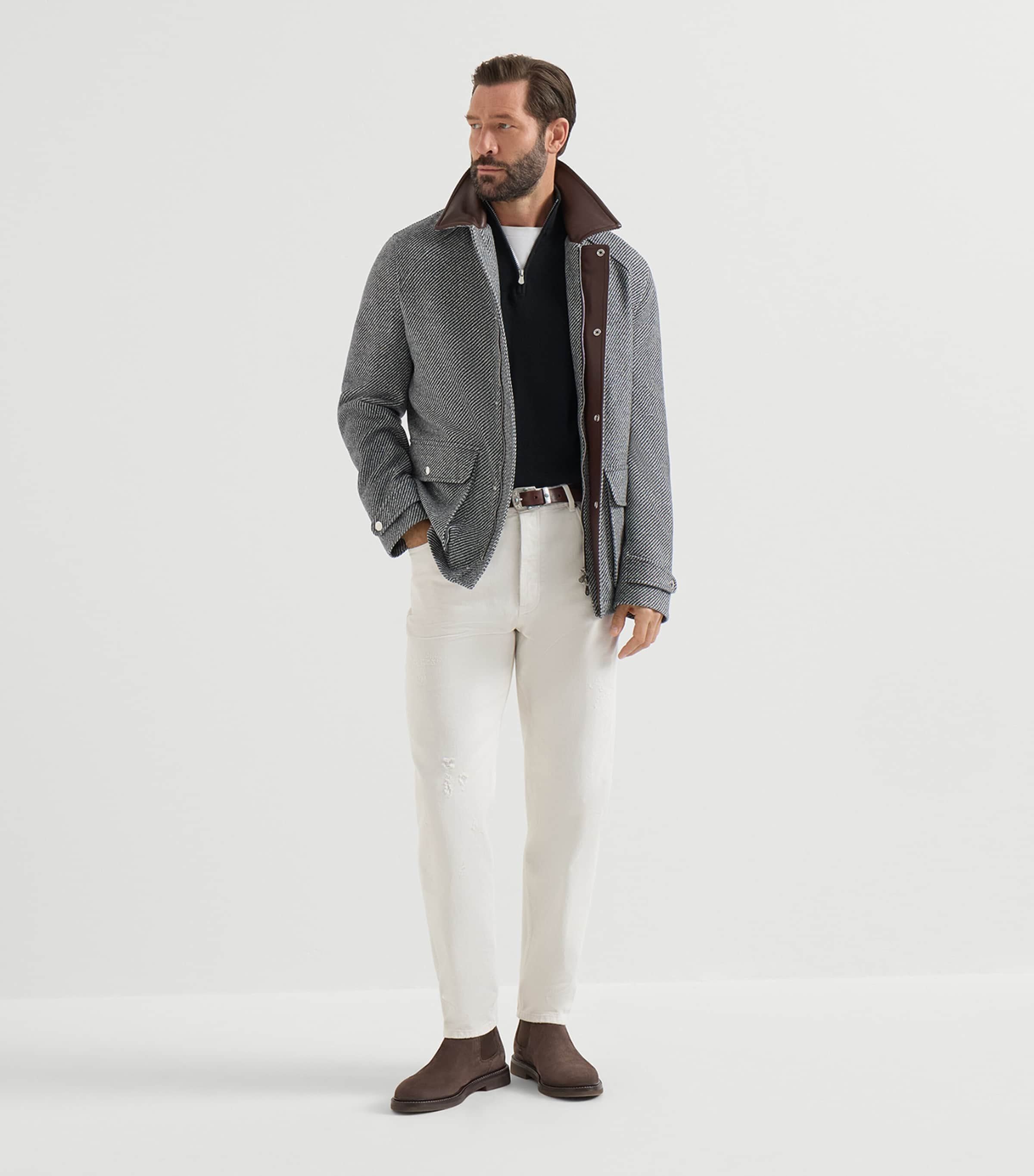 Brunello Cucinelli Mens Cashmere Quarter-Zip Sweater Image 2