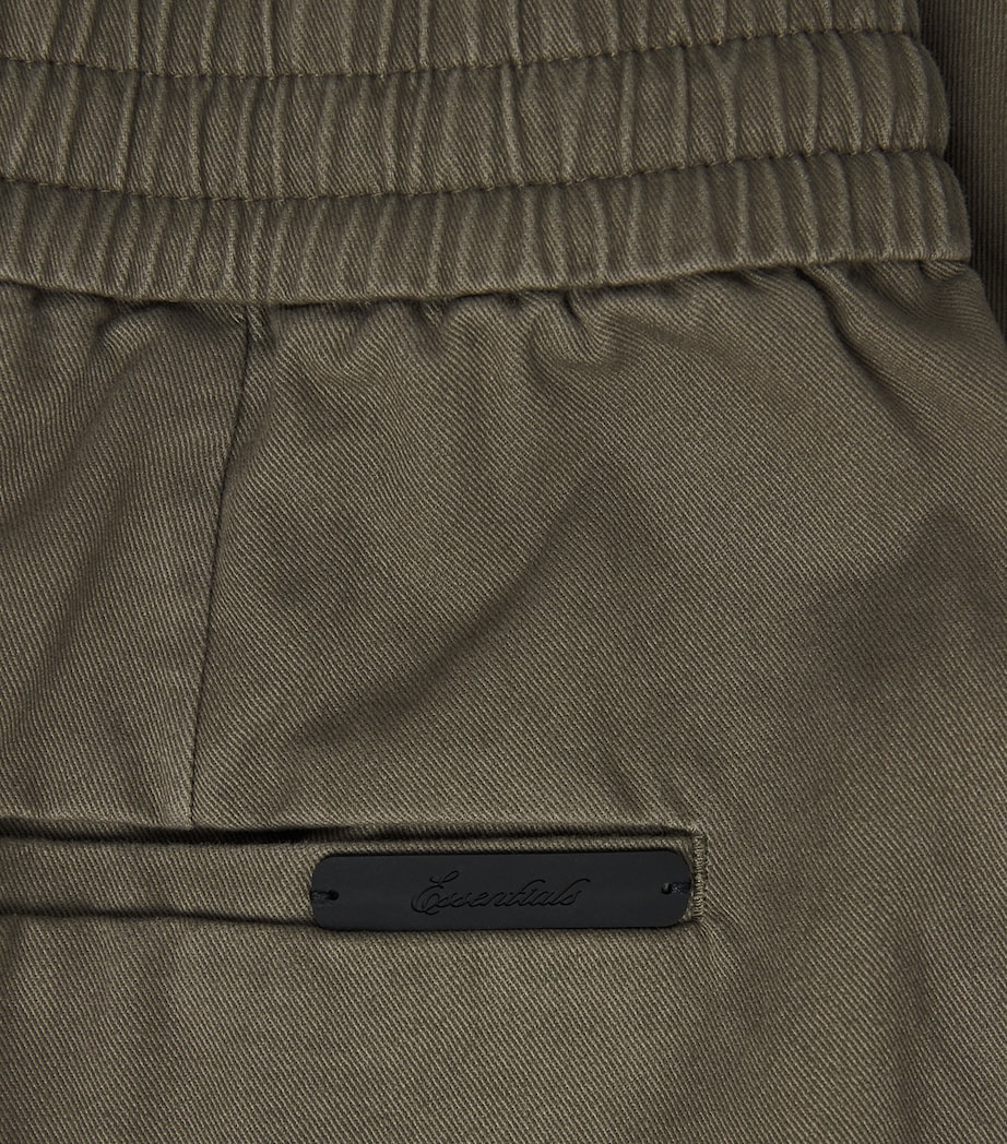 FEAR OF GOD ESSENTIALS Mens Cotton Pleated Drawstring Trousers Moss Image 6