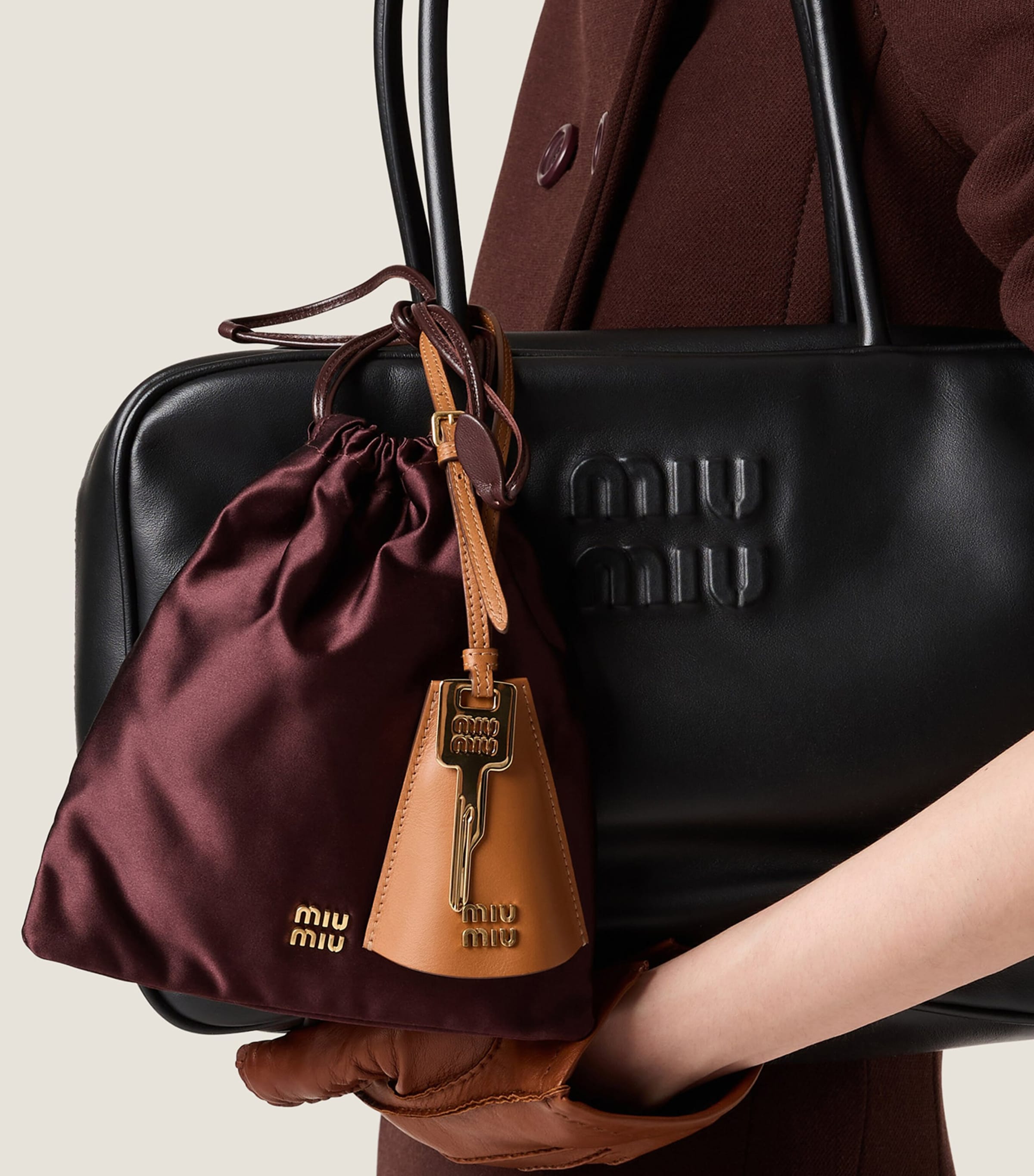 Miu Miu Brown Silk Duchesse Pouch | Harrods LT