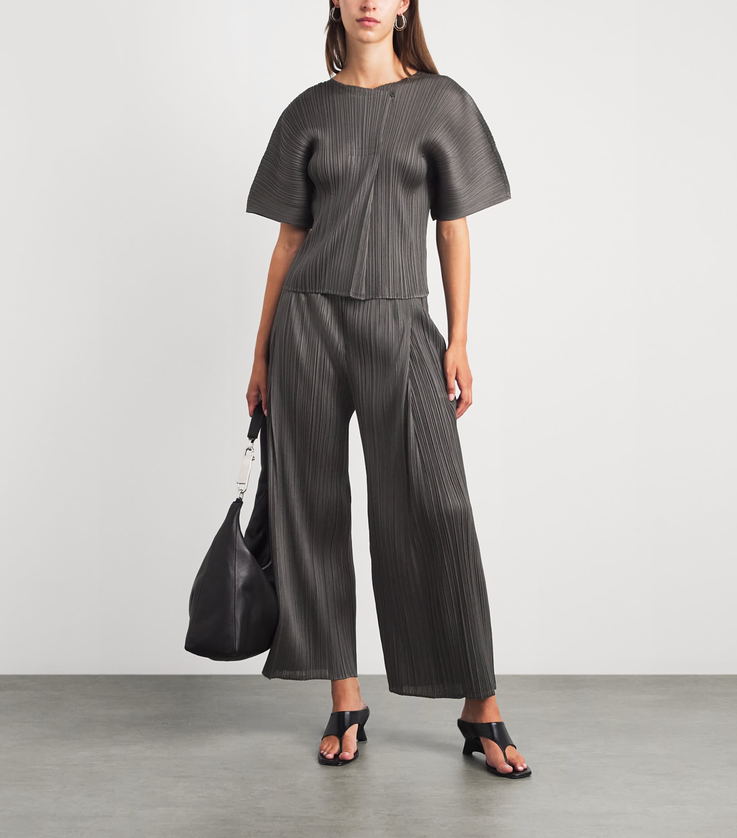 Pleats Please Issey Miyake Womens Monthly Colors June Blouse Charcoal Image 2