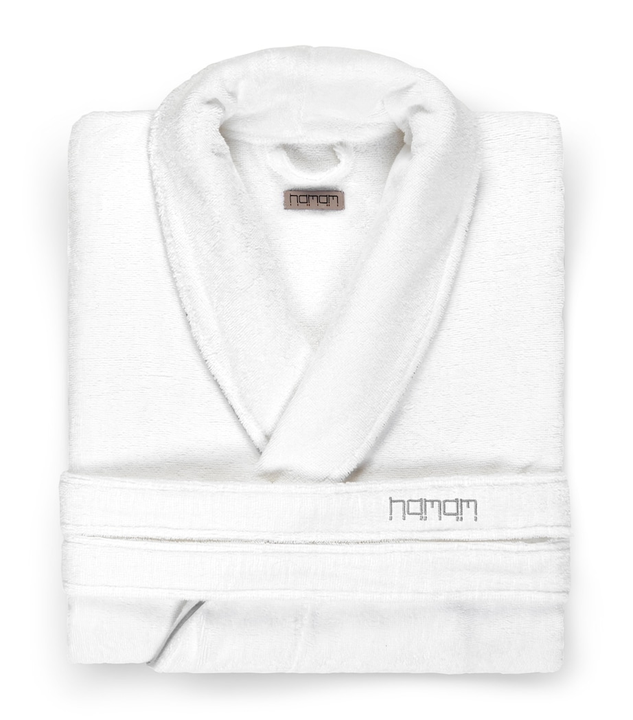 Cotton Pera Bathrobe WHITE/DARK GREY Image 1