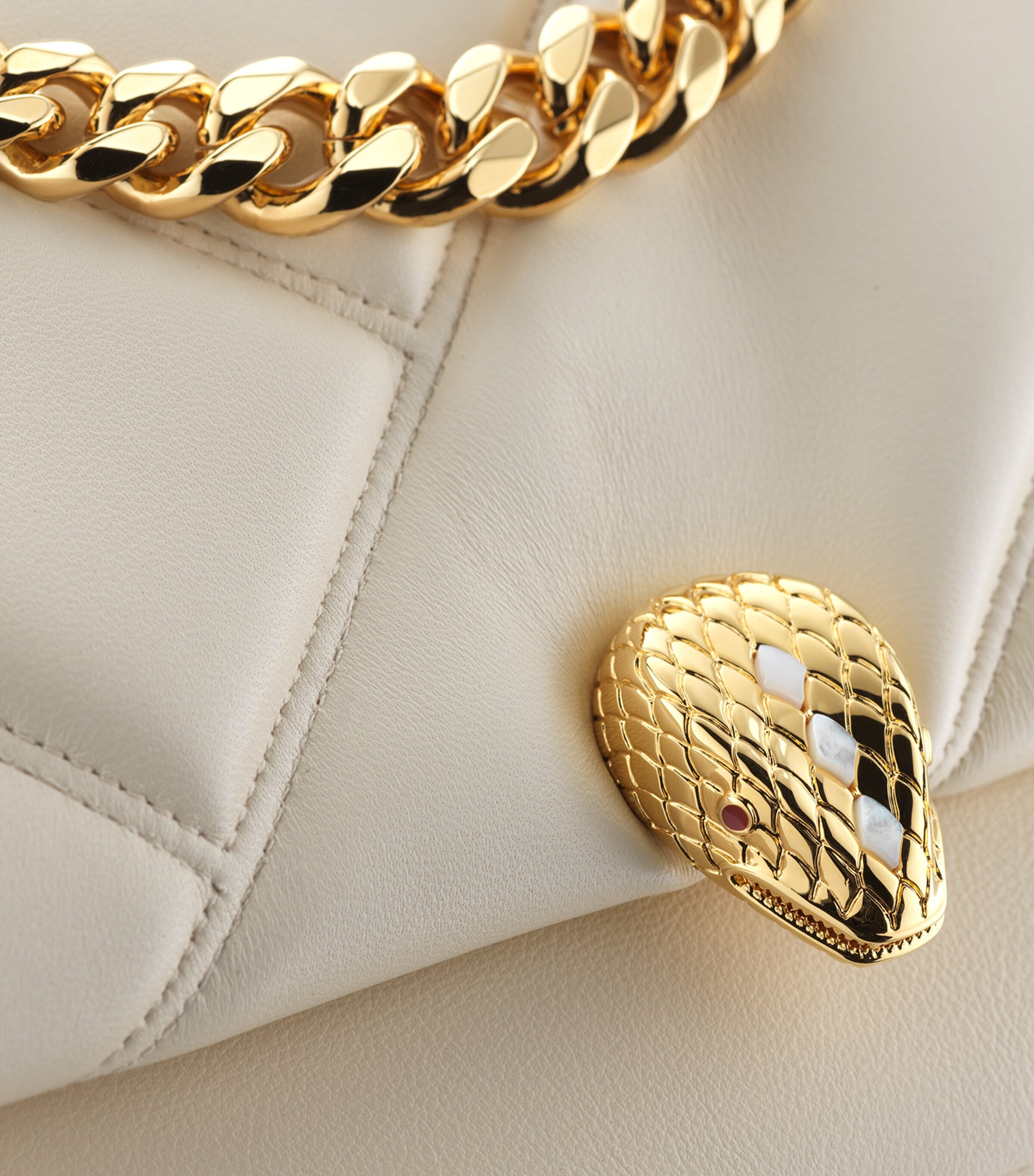 Serpenti Cabochon Maxi Chain Cross-Body Bag WHITE Image 4