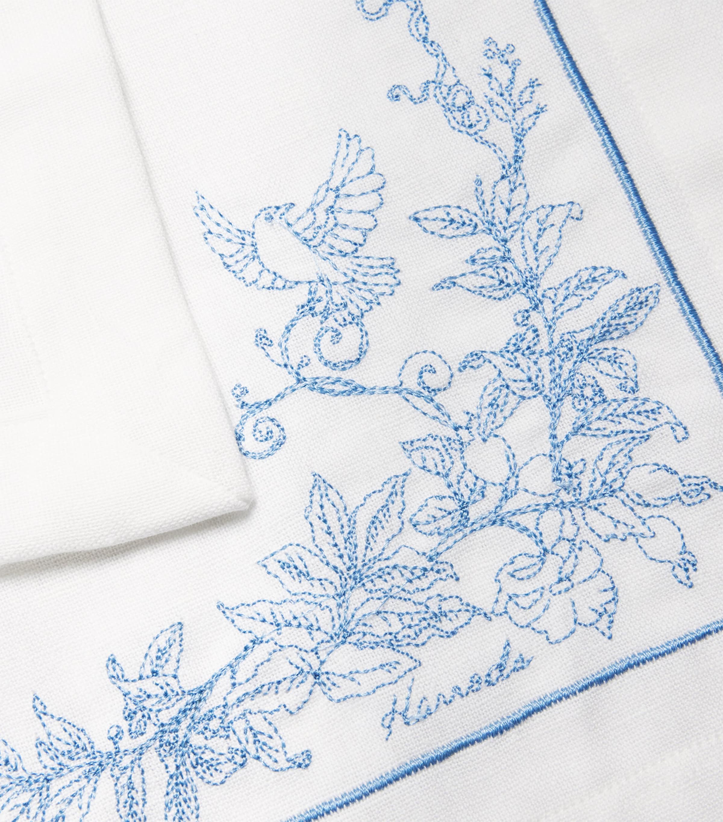 Set of 4 Cotton-Linen Embroidered Napkins BLUE Image 3