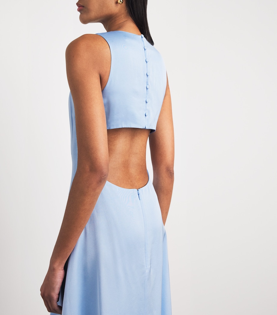 Maje Womens Open-Back Maxi Dress Blue Sky Image 3