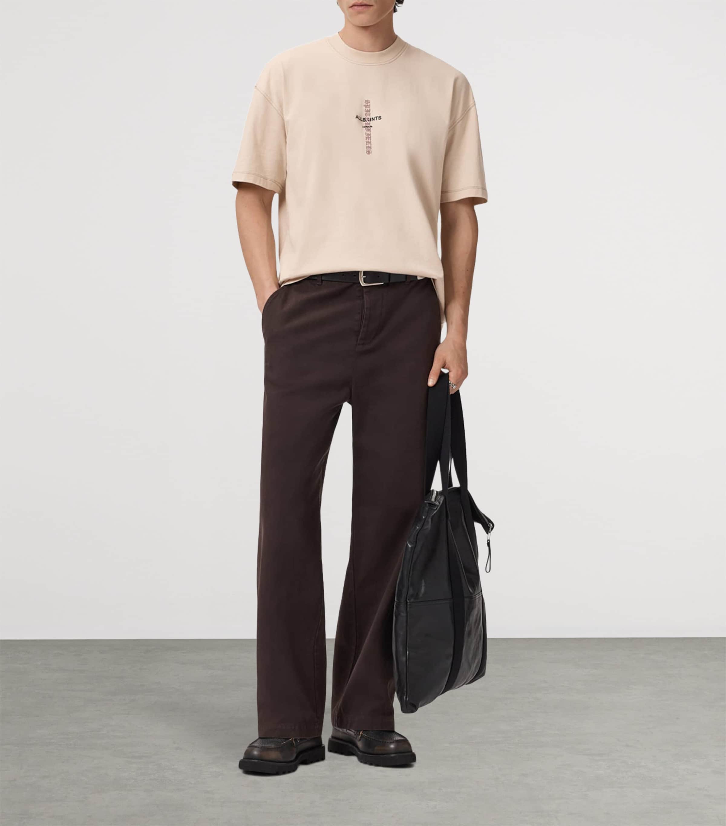 AllSaints Mens Organic Cotton Knox T-Shirt Phantom White Image 7