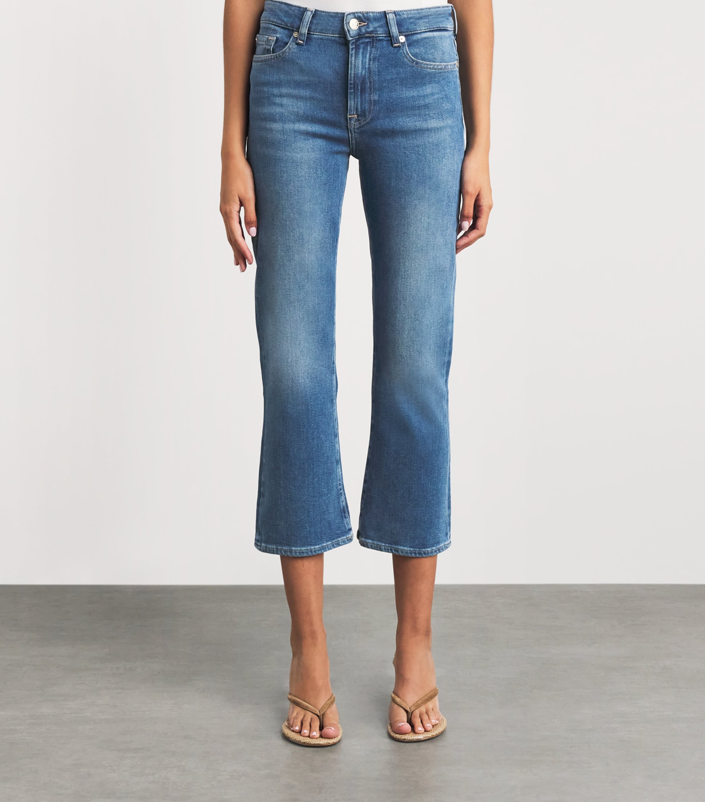 7 For All Mankind Womens The Leggy Bootcut Crop Jeans Coastline Image 4