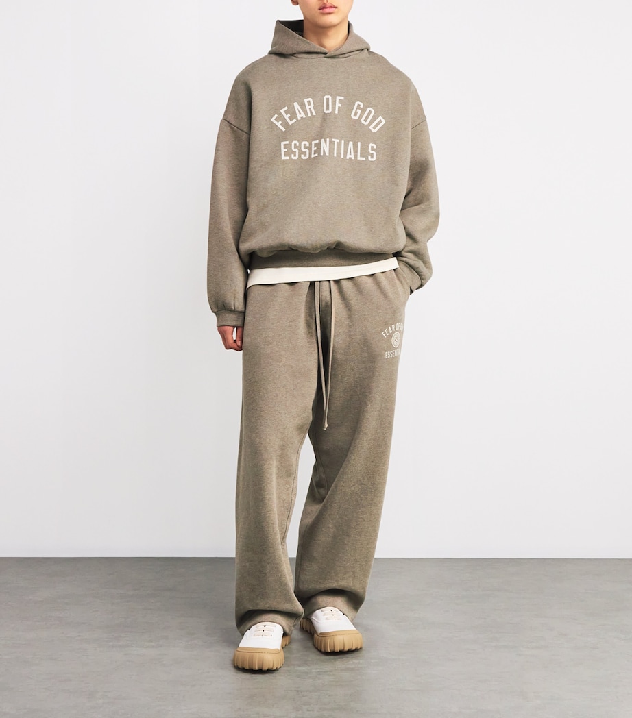 FEAR OF GOD ESSENTIALS Mens Cotton-Blend Logo Print Hoodie Heather Gray Image 2