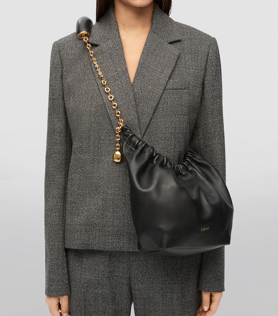 Small Leather Squeeze Top-Handle Bag BLACK Image 9