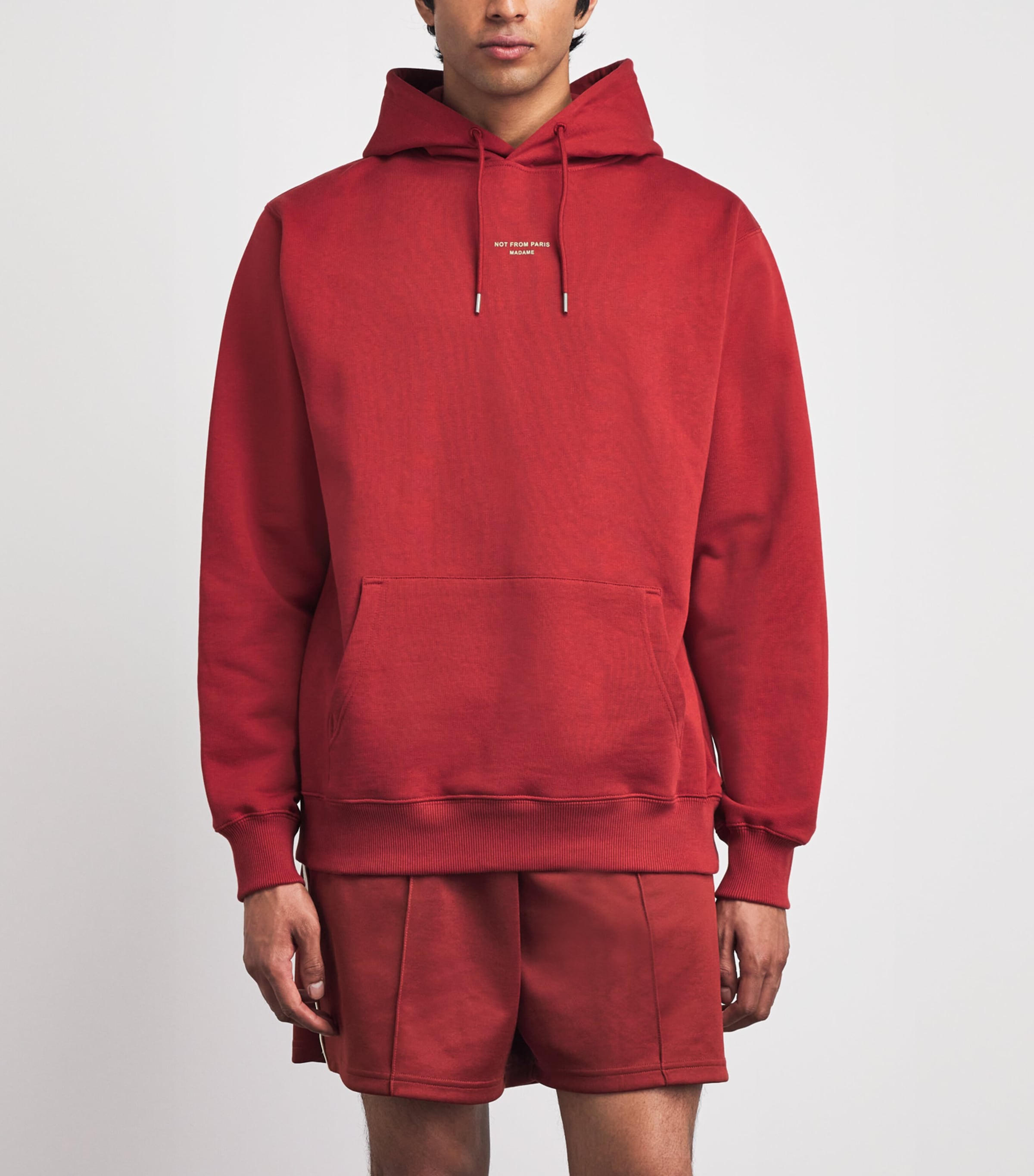 Drôle De Monsieur Mens Cotton Slogan Hoodie Dark Red Image 4