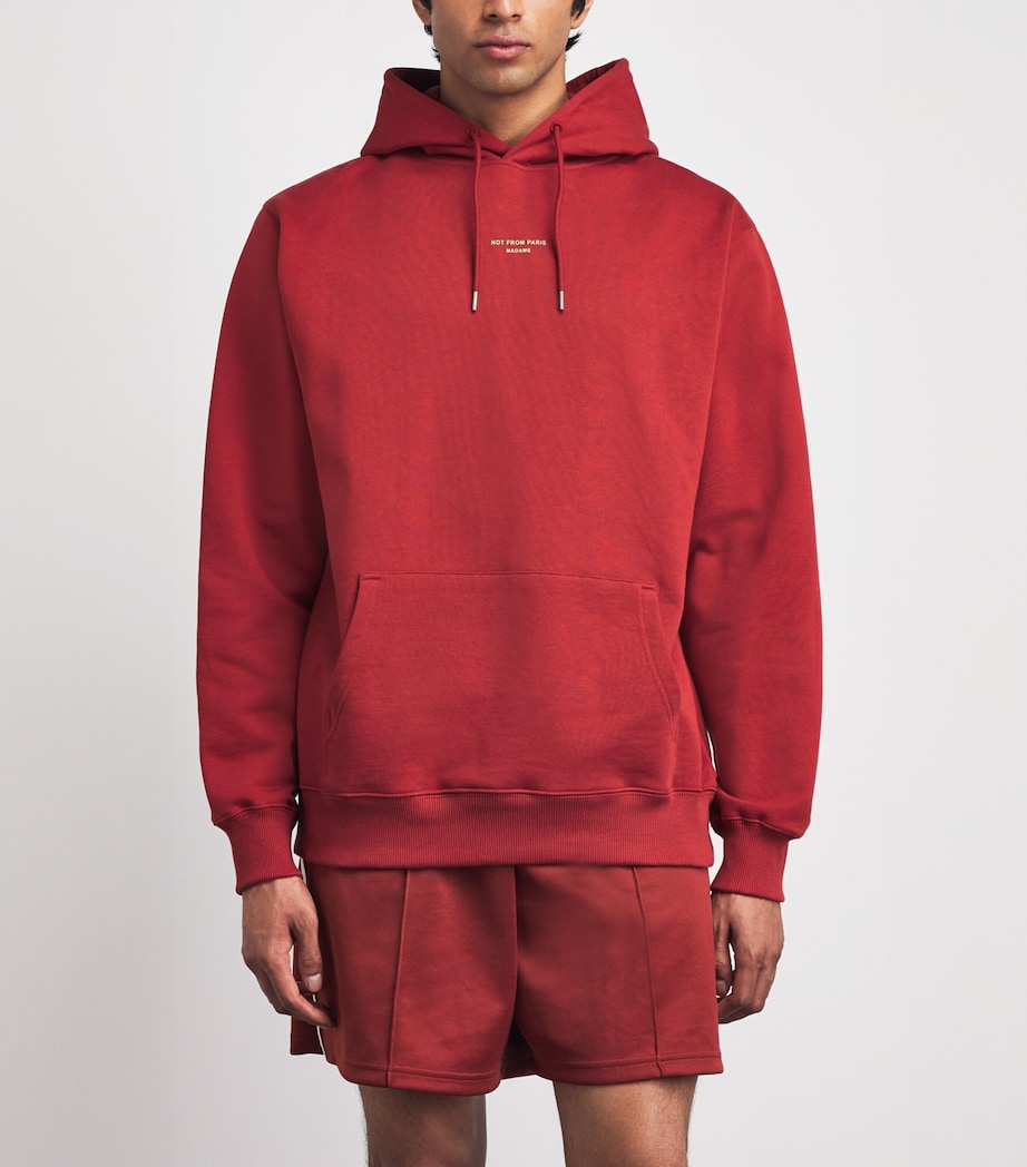 Drôle De Monsieur Mens Cotton Slogan Hoodie Dark Red Image 4