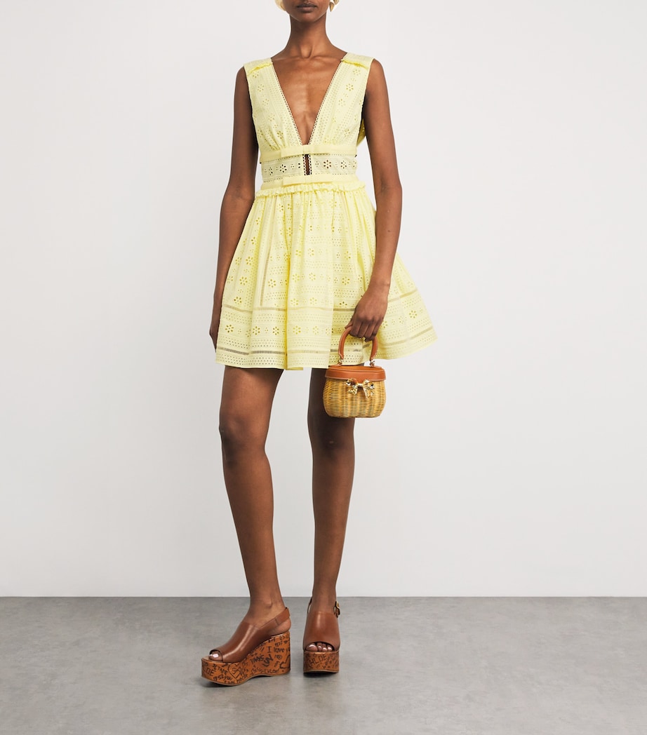 Broderie Anglaise Bow Mini Dress YELLOW Image 2
