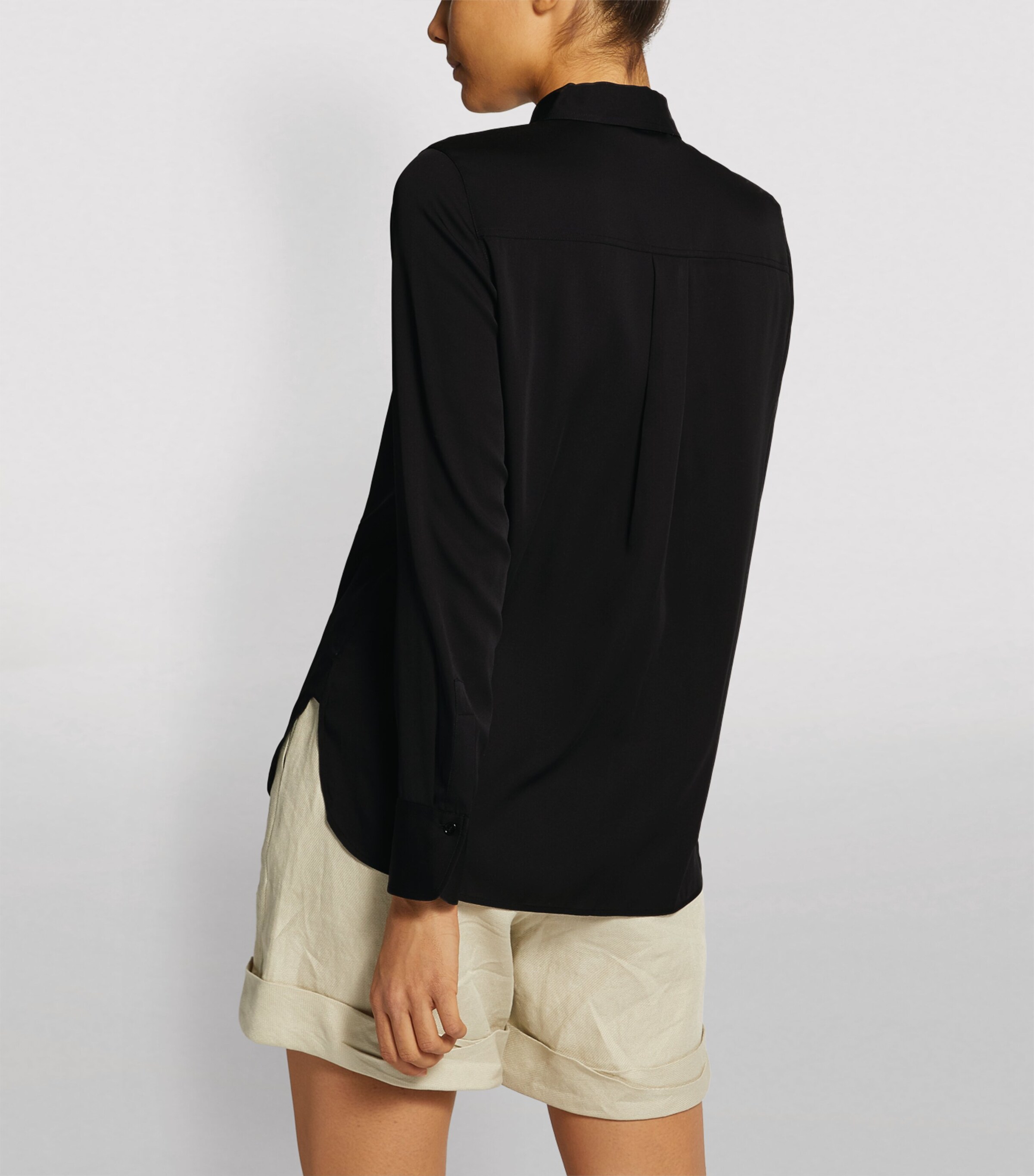 Silk-Blend Slim-Fit Blouse 001BLK Image 4