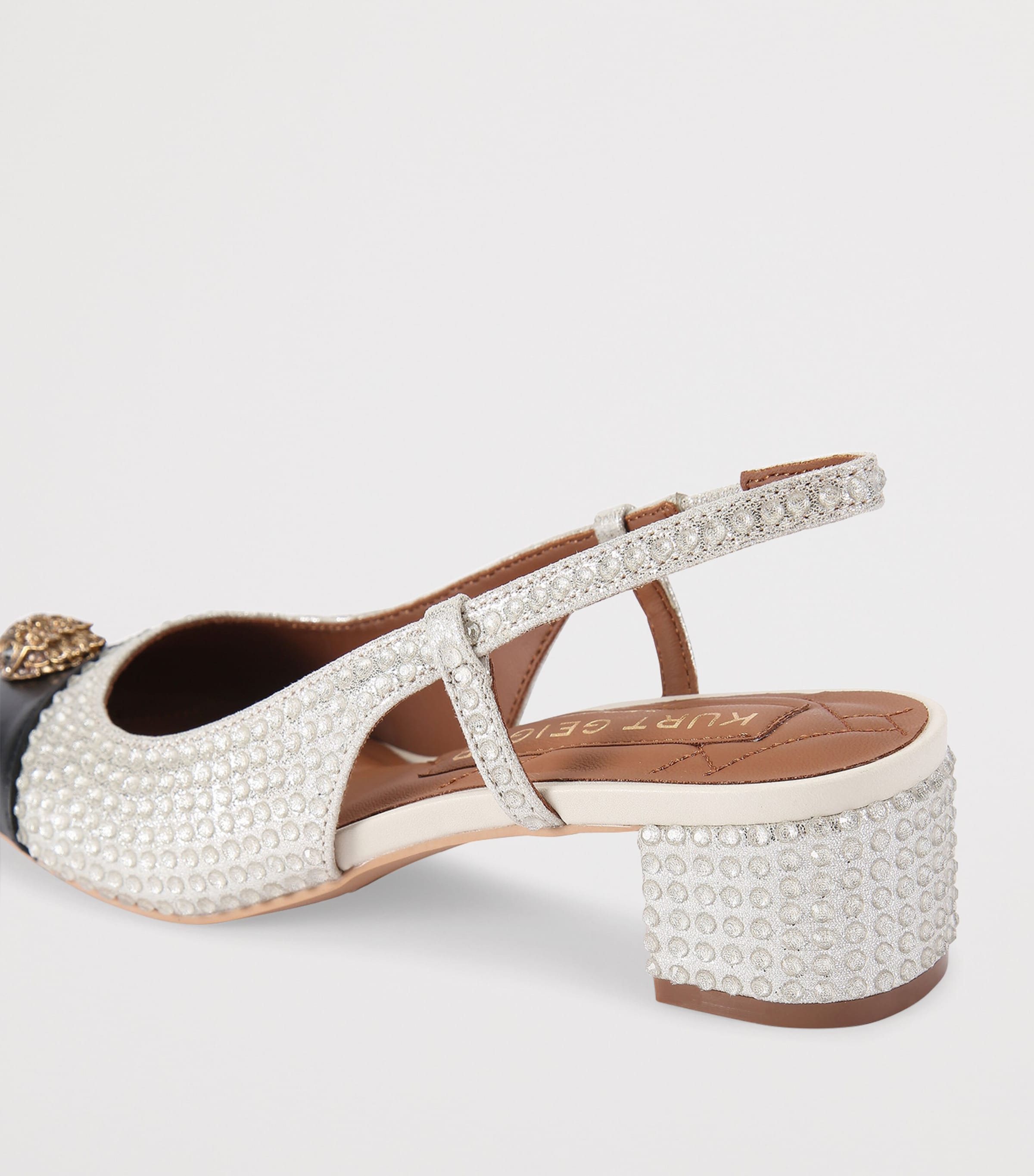 Embellished Sloane Slingback Heels WHITE/BLK Image 2