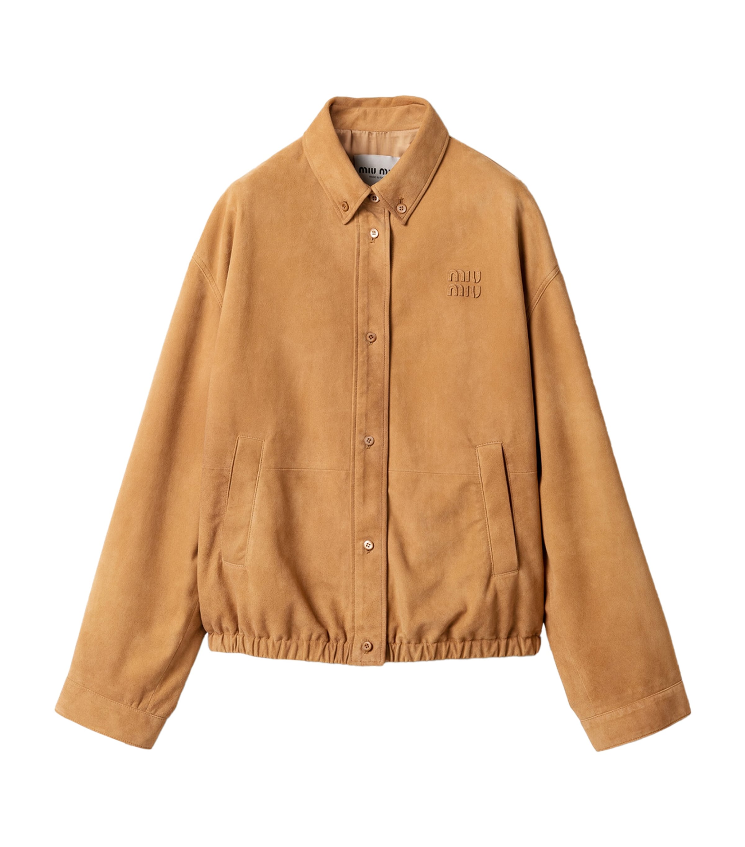 Miu Miu Womens Waxed Suede Jacket Neutral Image 1