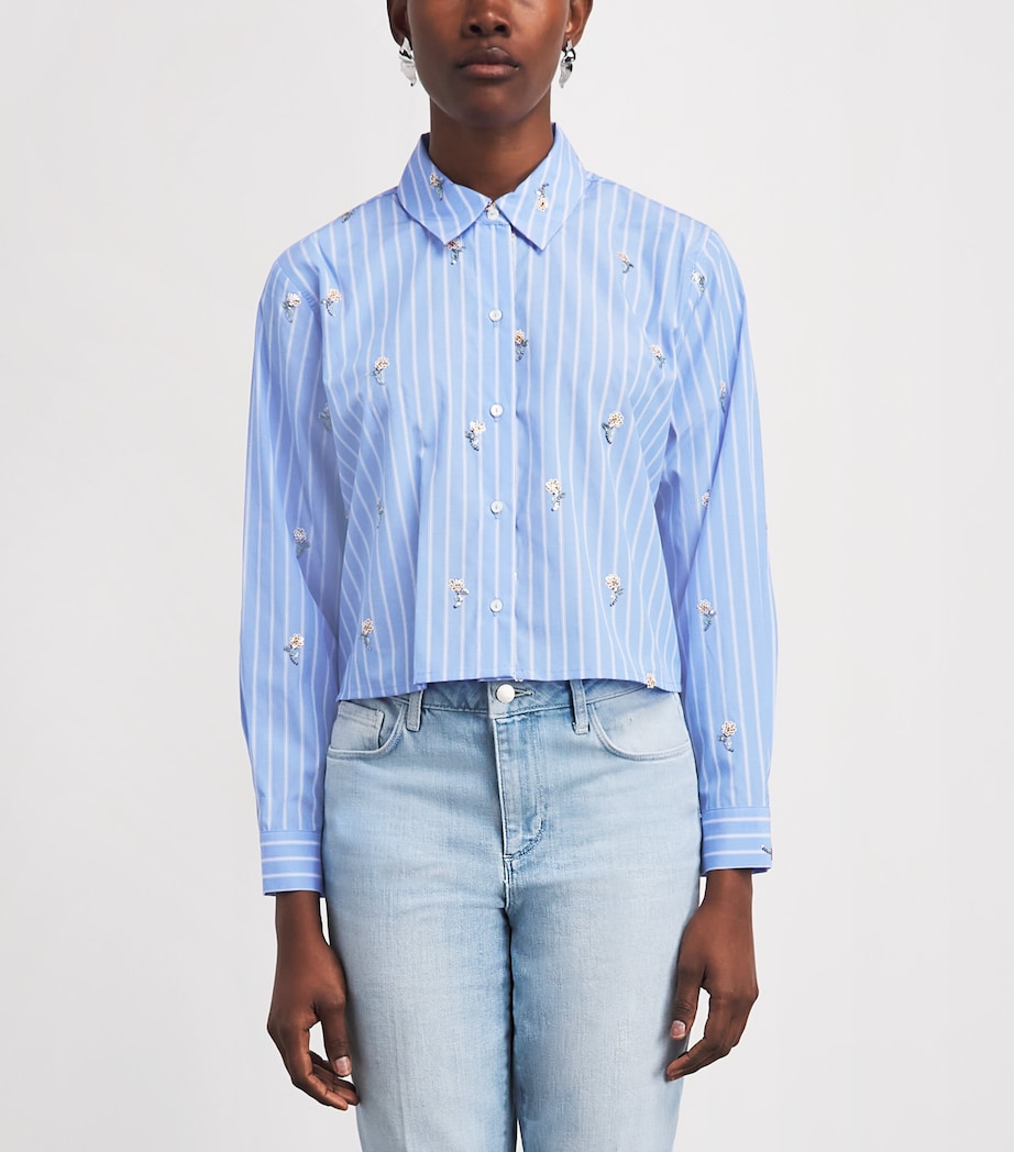 L'Agence Womens Sequinned Stripe Cosette Shirt Blu Strpe/squin Flwr Image 4