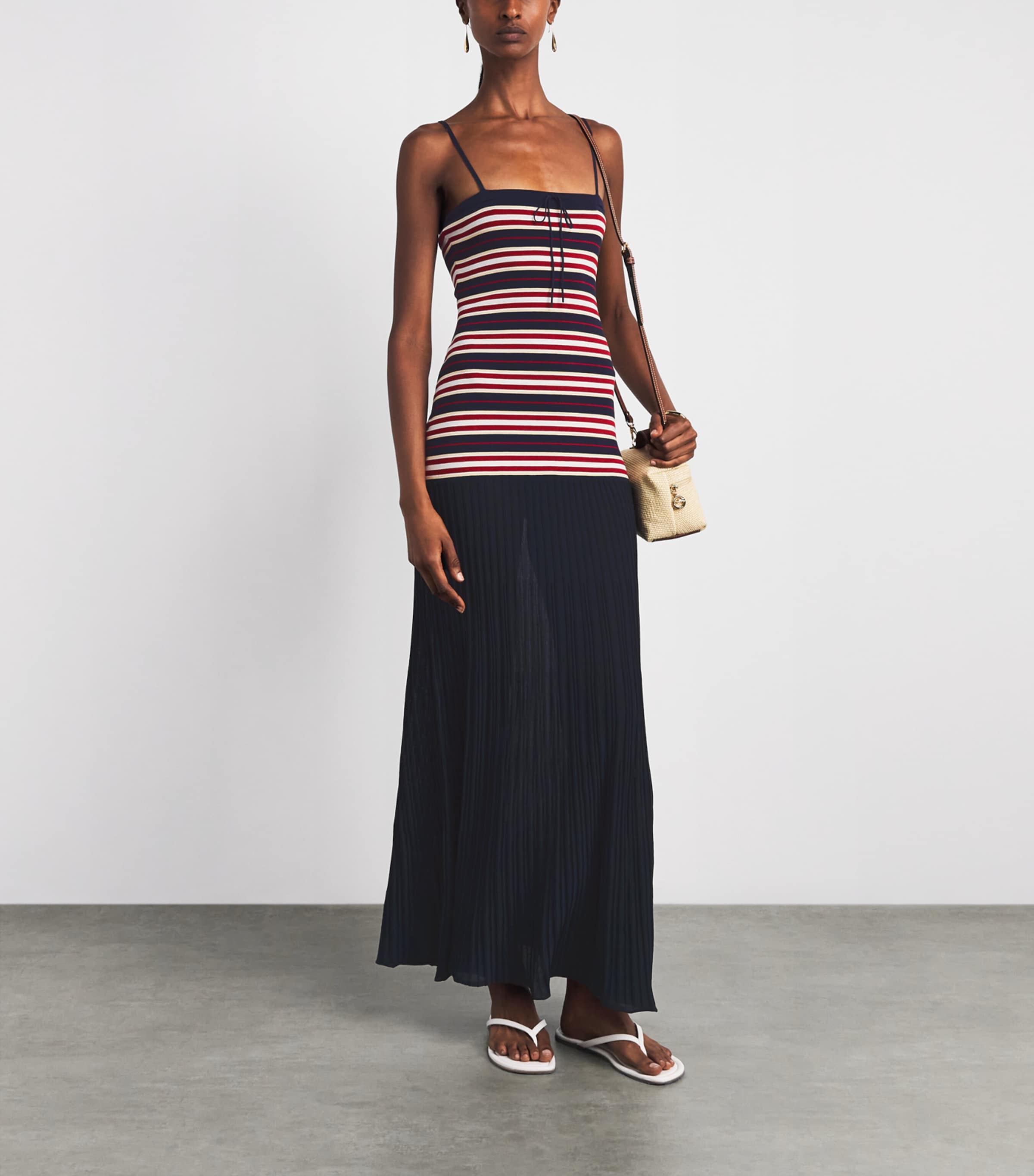 Faithfull The Brand Womens Doris Knitted Maxi Dress Cila Stripe Navy Image 2