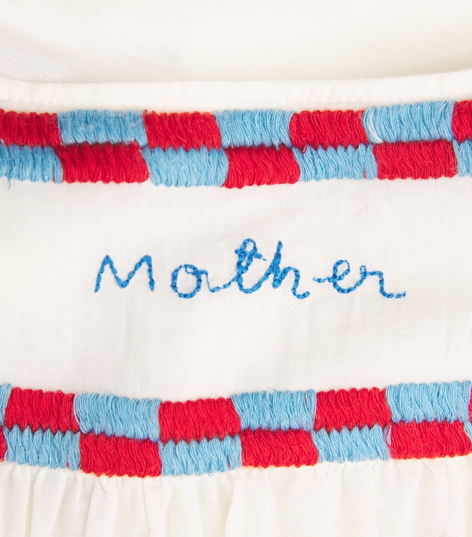 MOTHER Womens Cotton-Blend Embroidered The Breeze Blouse Last Lap Whspr White Image 4