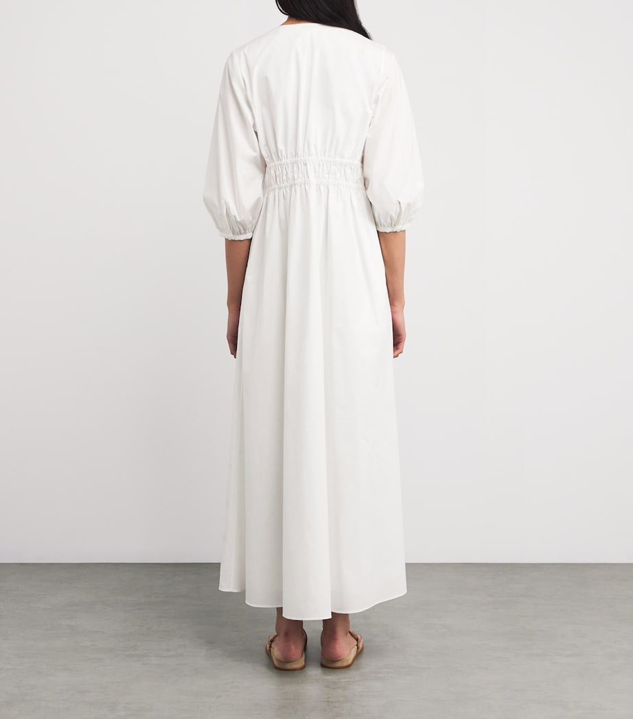Organic Cotton The Cinched Midi Dress WHITE Image 3