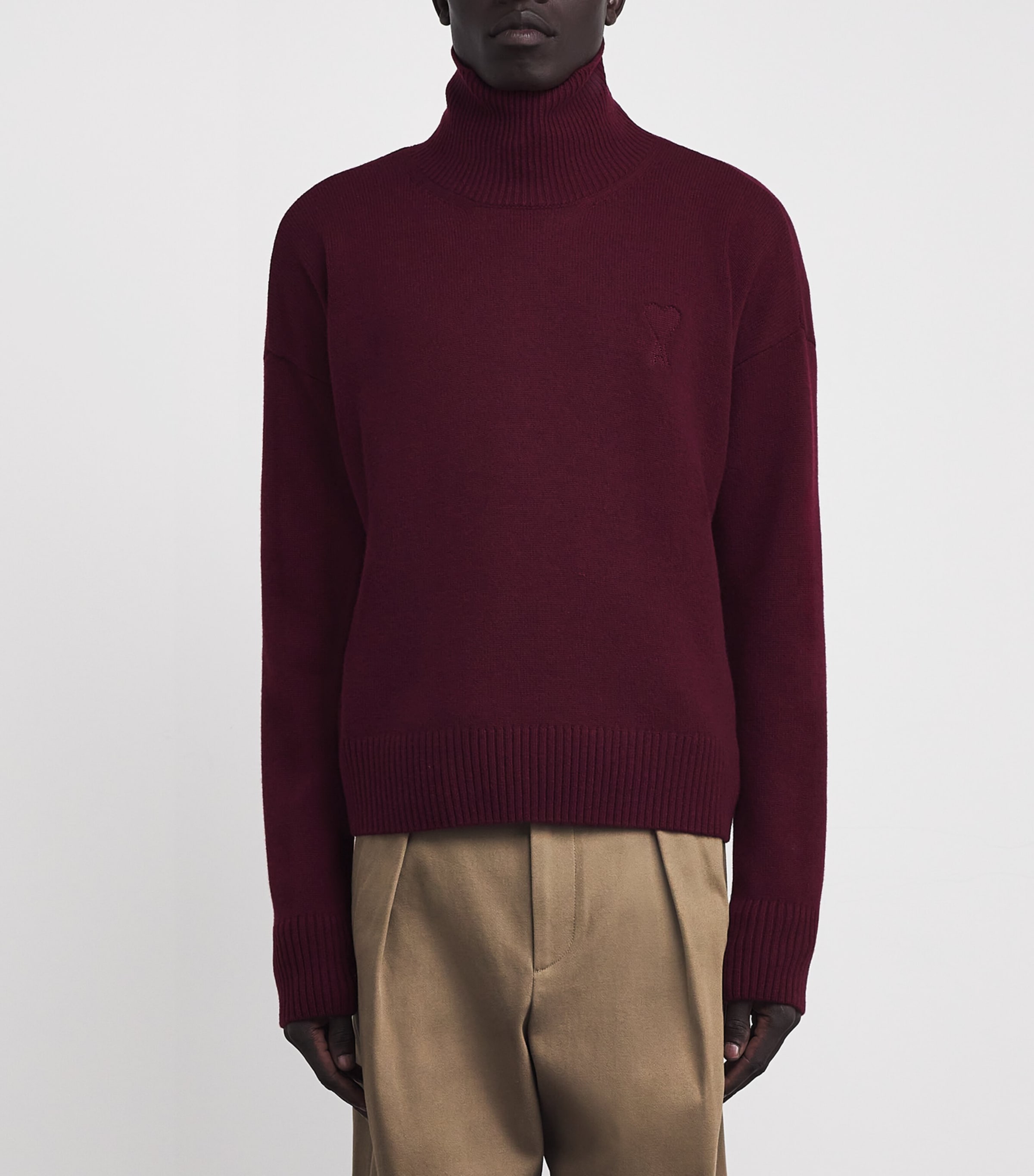 Wool-Cashmere Funnel-Neck Sweater 692 - CERISE Image 3