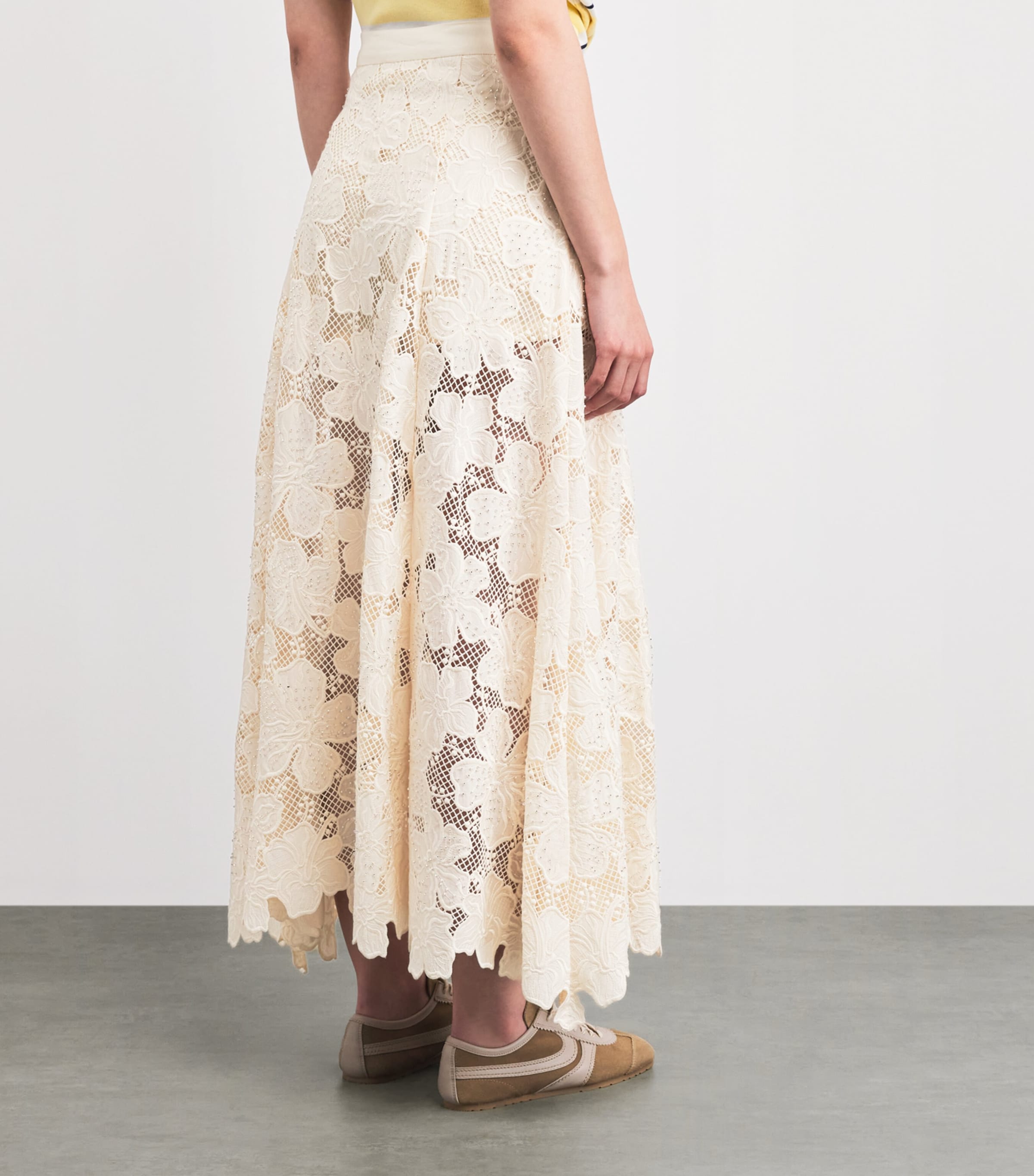 Sandro Paris Womens Guipure Lace Maxi Skirt Ecru Image 5