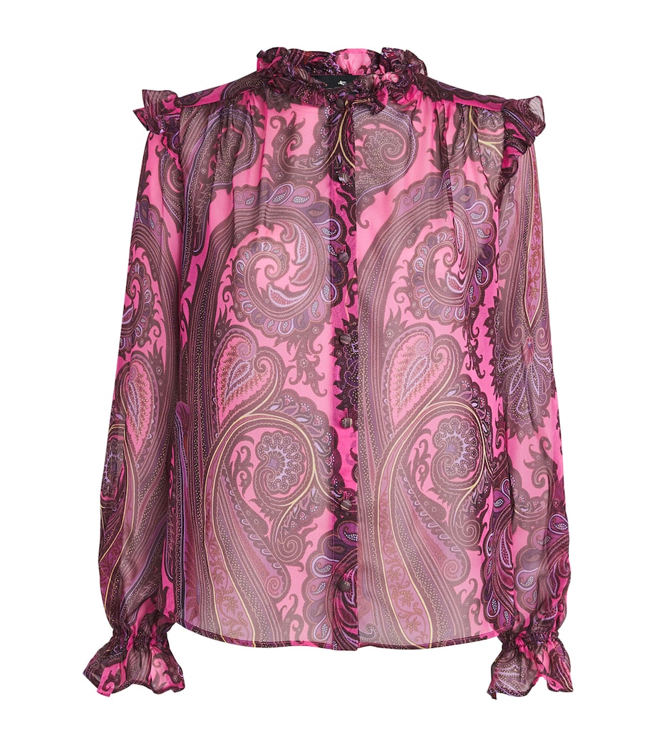 Etro Womens Silk Paisley Blouse Print/pink Bs Image 1