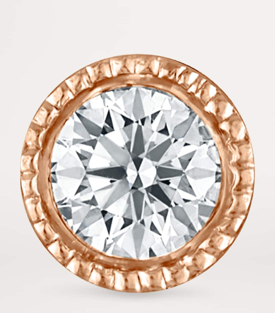 Scalloped Set Diamond Threaded Stud Earring (2mm) ROSE GOLD Image 3