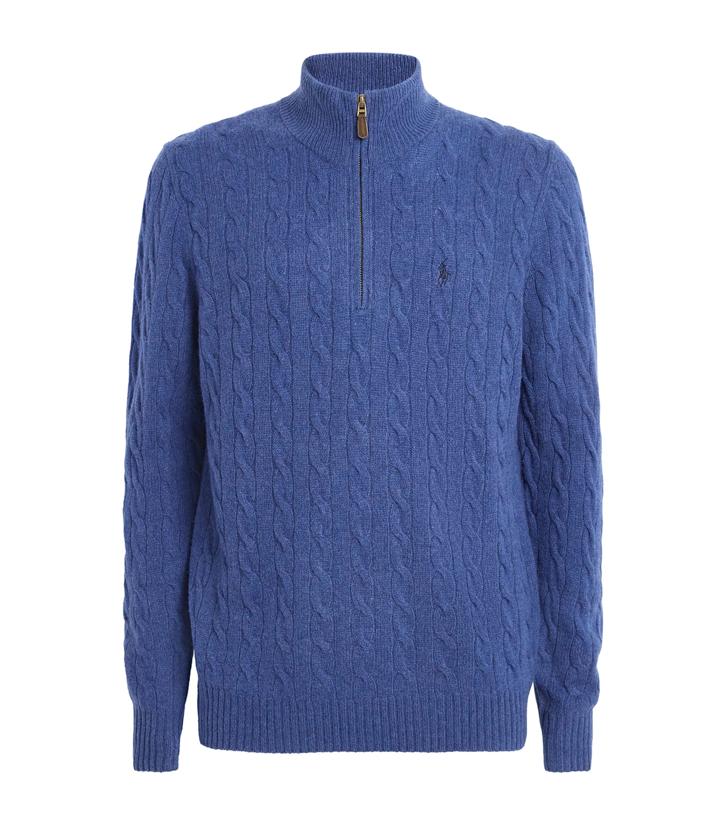 Polo Ralph Lauren Wool-cashmere Quarter-zip Sweater In Blue