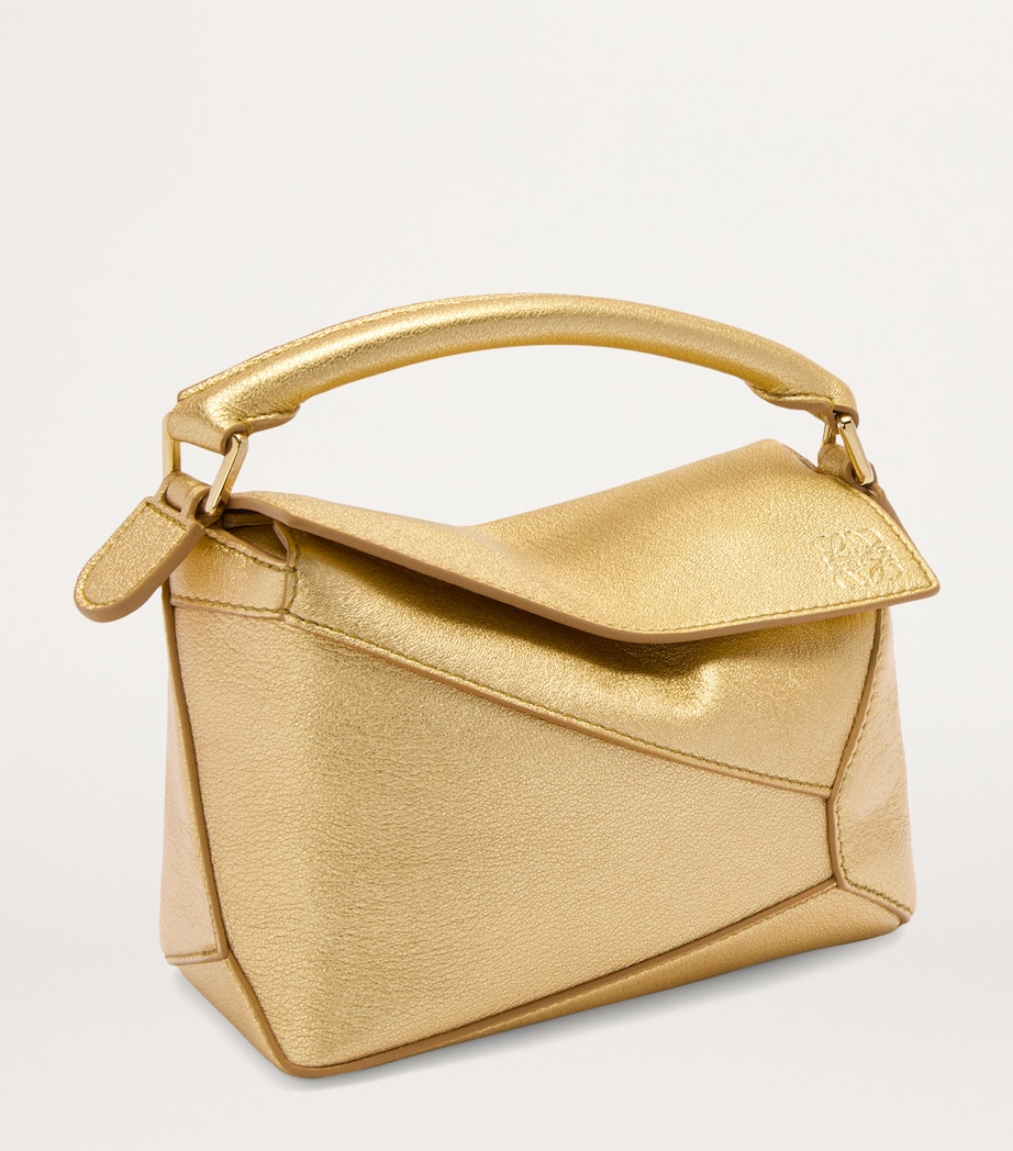 Mini Metallic Leather Puzzle Top-Handle Bag GOLD Image 2